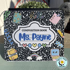 Black Composition Notebook Teacher Mouse Pad – Personalized Name Gift