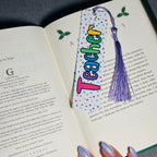 Personalized Teacher Bookmark with Tassel – Custom Name Durable Aluminum Page Holder