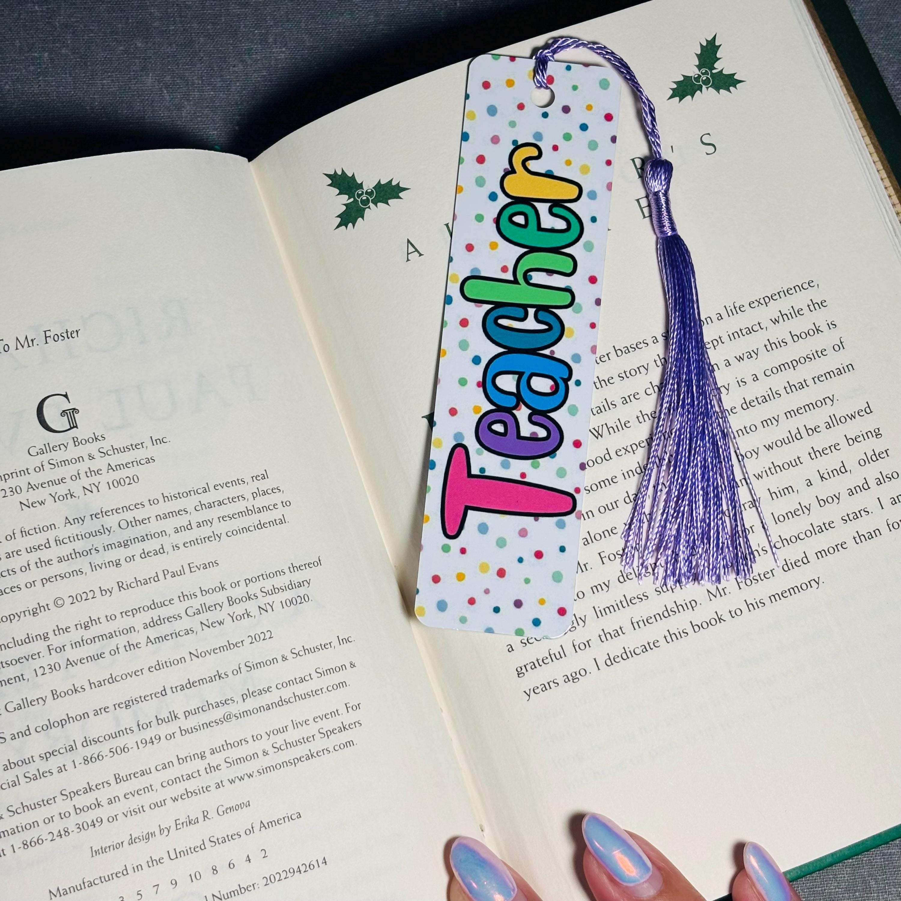 Personalized Teacher Bookmark with Tassel – Custom Name Durable Aluminum Page Holder