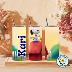 ☀️ Classic Snoopy Cartoon Dog & Bird–Inspired Tumbler – 20 oz Skinny