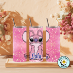 Personalized Pink Alien 20 oz Skinny Insulated Tumbler