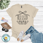 Blessed Mama Graphic Tee | Faith-Inspired Mom Shirt | Cute Bow Mama T-Shirt | Christian Motherhood Gift