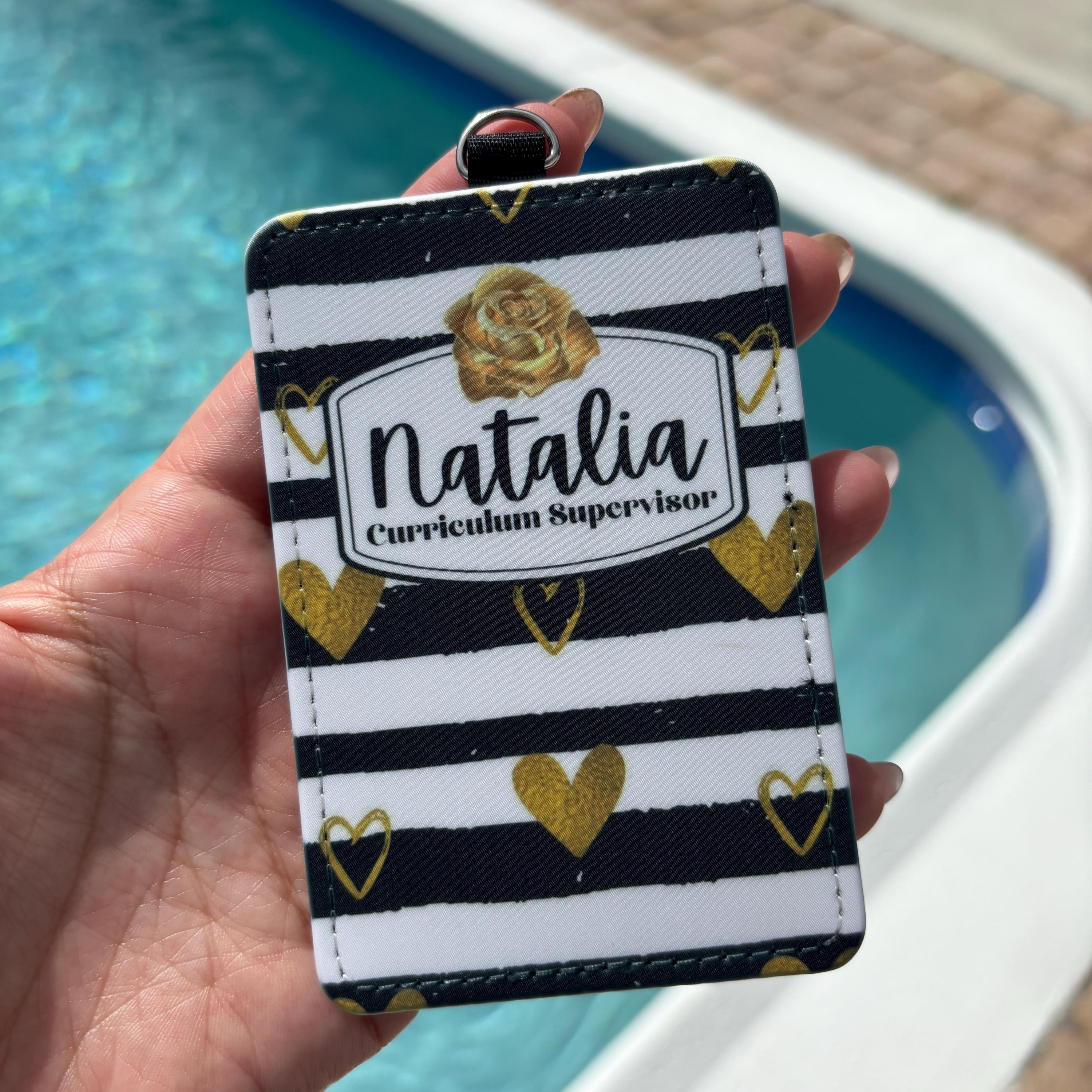 Personalized Black &amp; Gold ID Badge Holder – Custom Name & Title