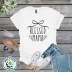 Blessed Mama Graphic Tee | Faith-Inspired Mom Shirt | Cute Bow Mama T-Shirt | Christian Motherhood Gift