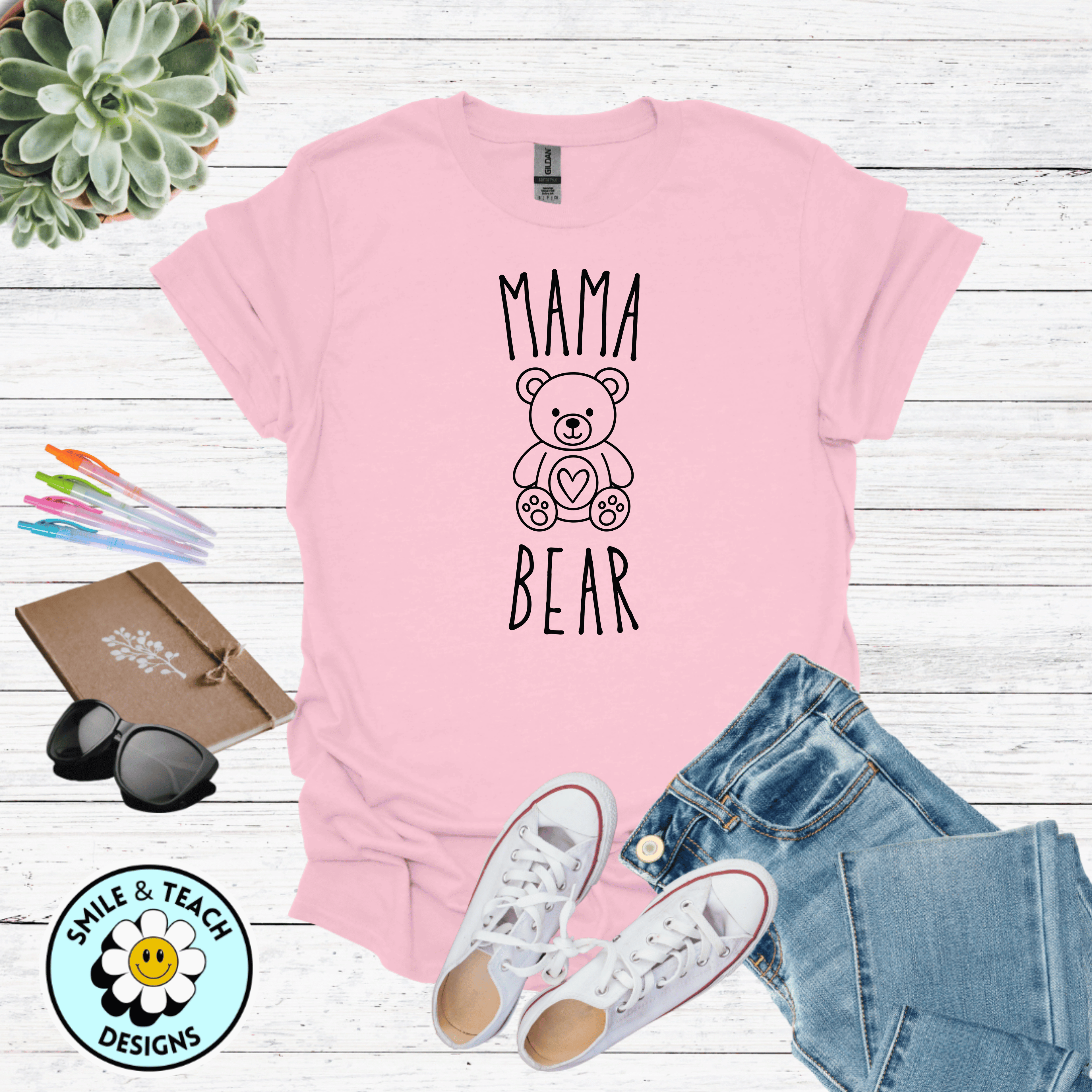 Mama Bear Graphic Tee | Cute Teddy Bear Mom Shirt | Motherhood T-Shirt | Sweet Mother’s Day Gift
