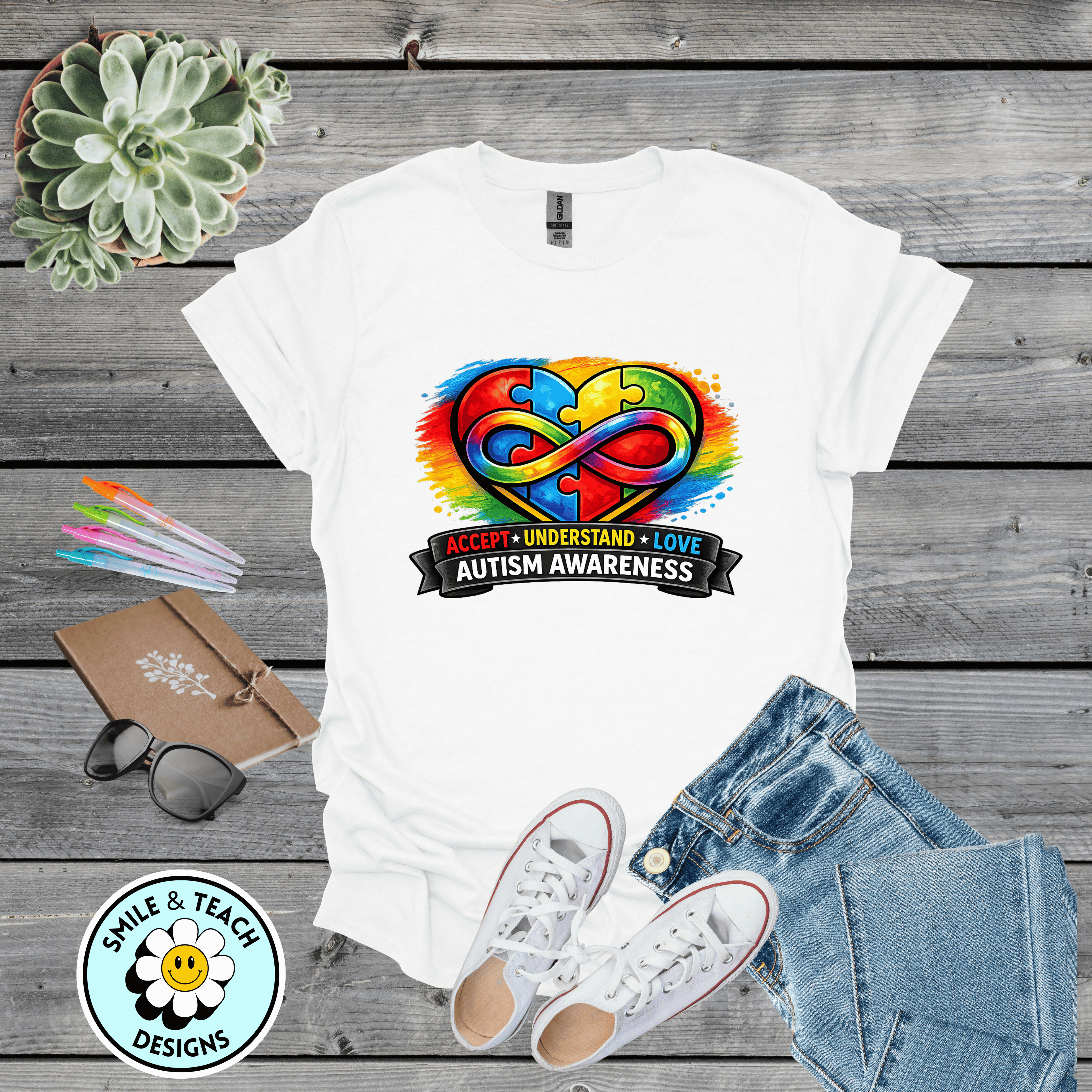 Autism Awareness Heart Shirt – Accept Understand Love – Infinity Puzzle Tee