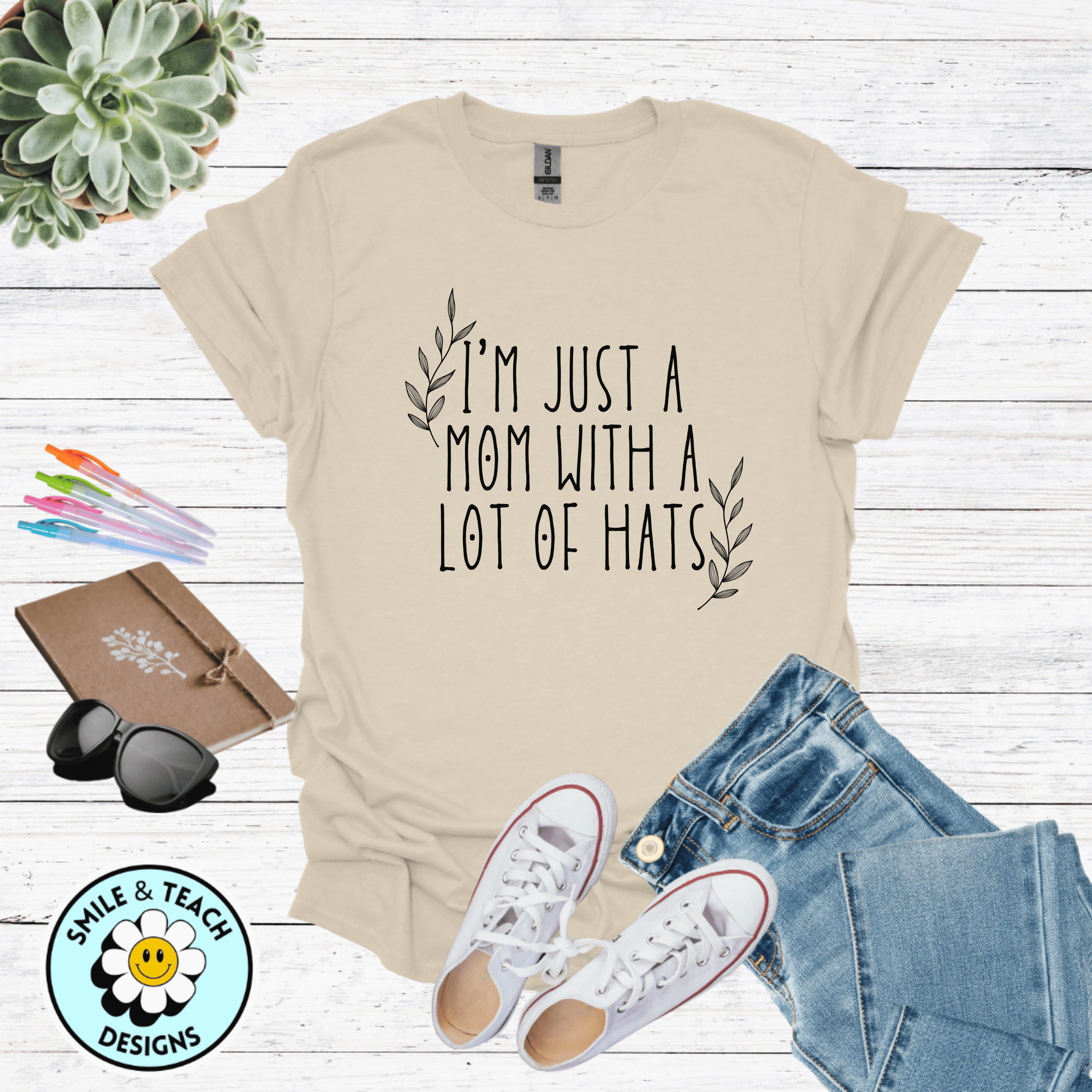 I’m Just a Mom With a Lot of Hats Graphic Tee | Working Mom Shirt | Busy Mama T-Shirt | Empowered Motherhood Gift