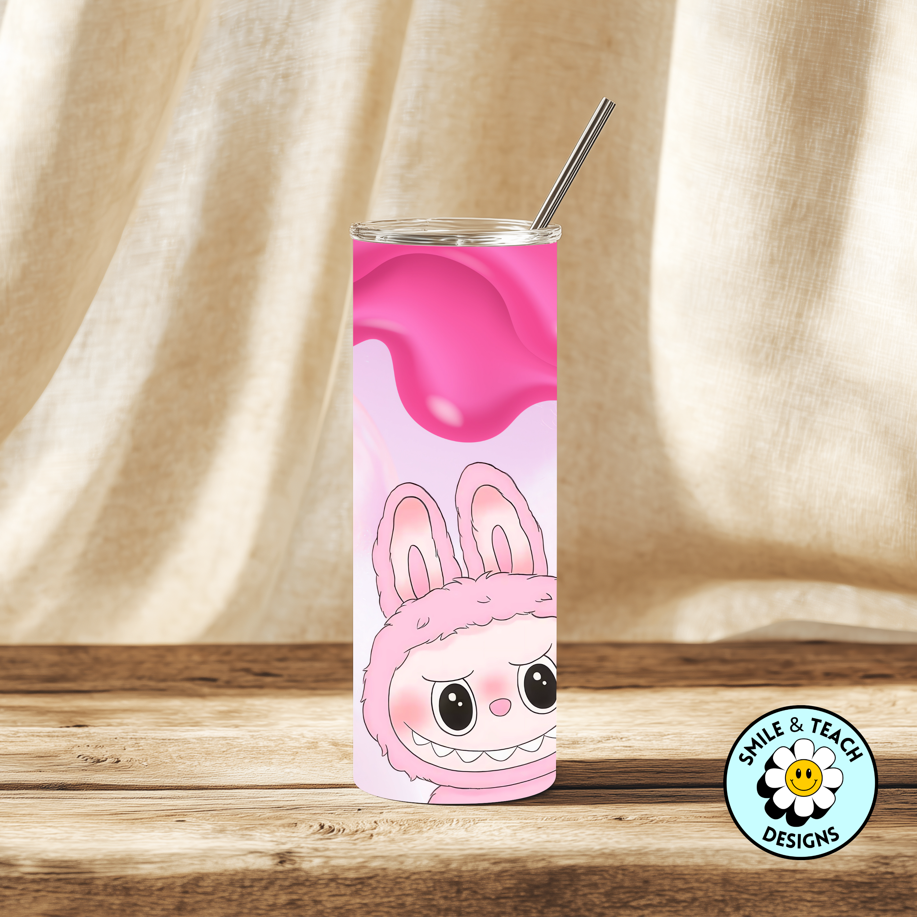 💖 Cute Pink Character Skinny Tumbler – 20 oz