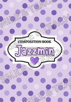 Purple Polka Dots Personalized Composition Notebook