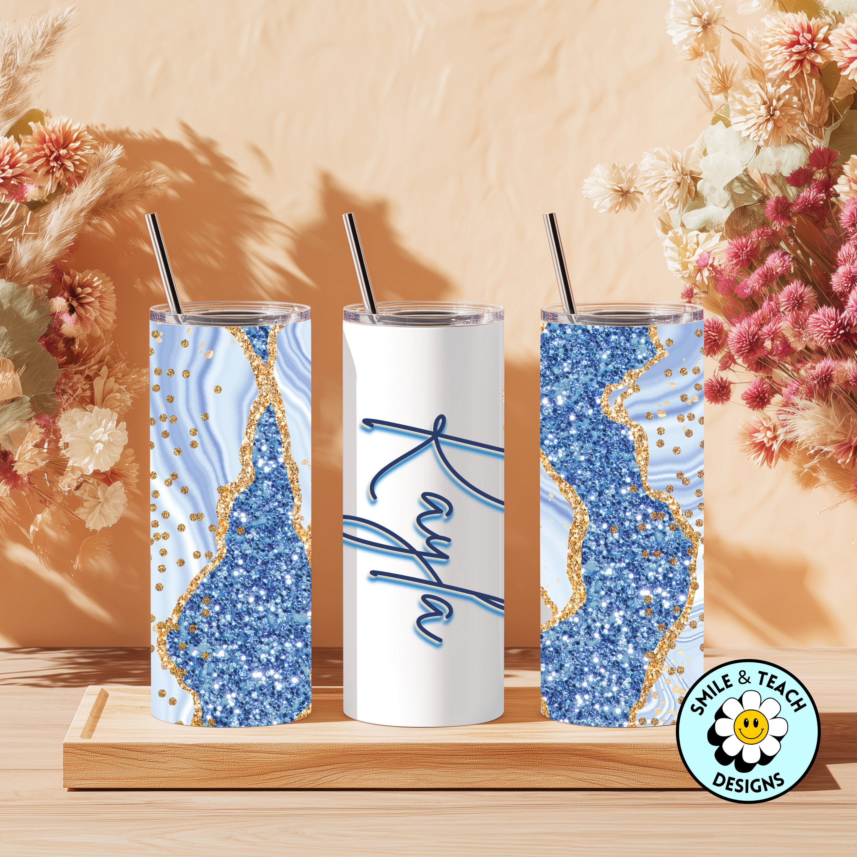 Custom Glitter Geode Tumbler – Personalized Stainless Steel Drinkware