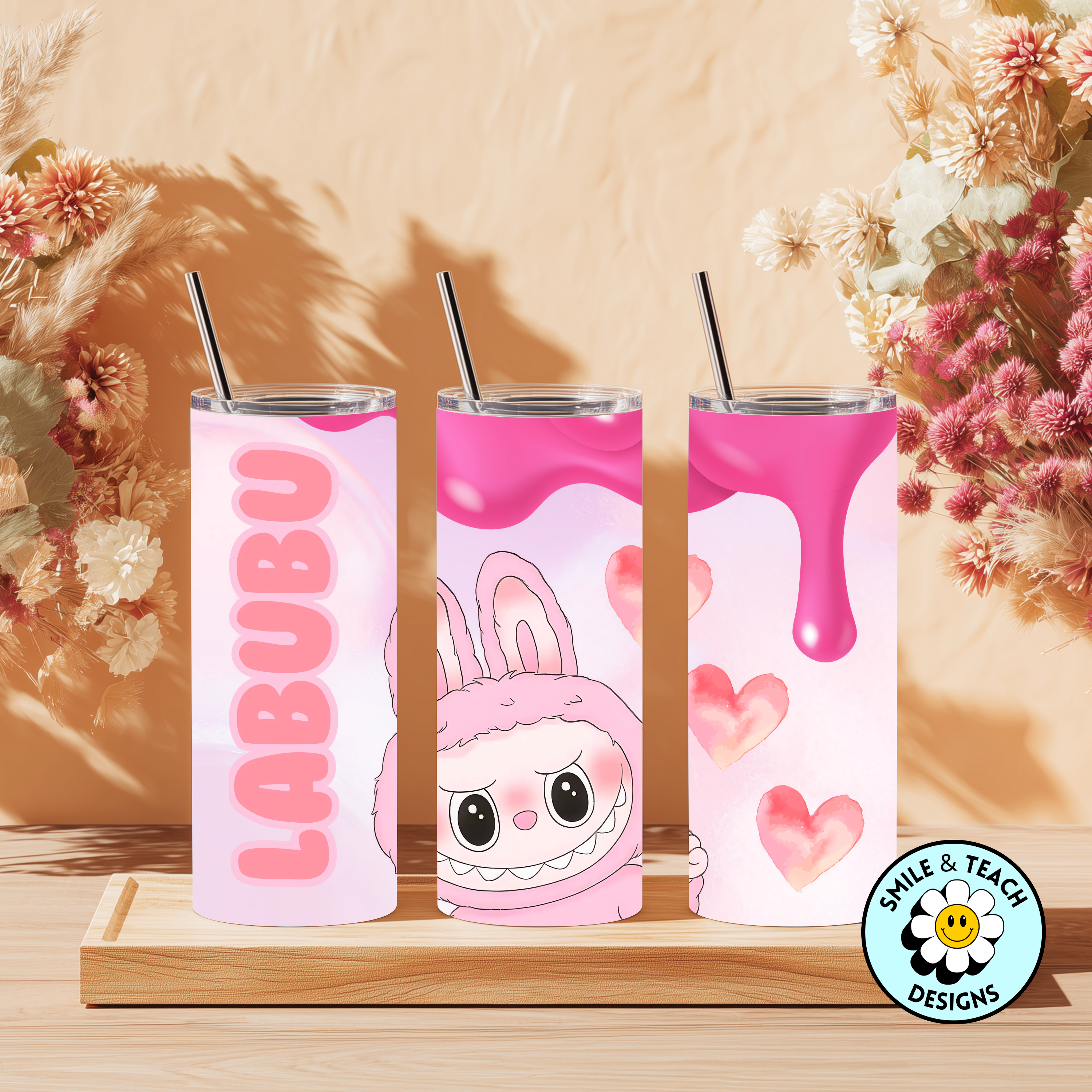 💖 Cute Pink Character Skinny Tumbler – 20 oz
