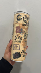 ✈️ Personalized Travel Adventure Tumbler – 20 oz Skinny