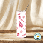🎄🎀 Pink Christmas Skinny Tumbler – 20 oz Insulated