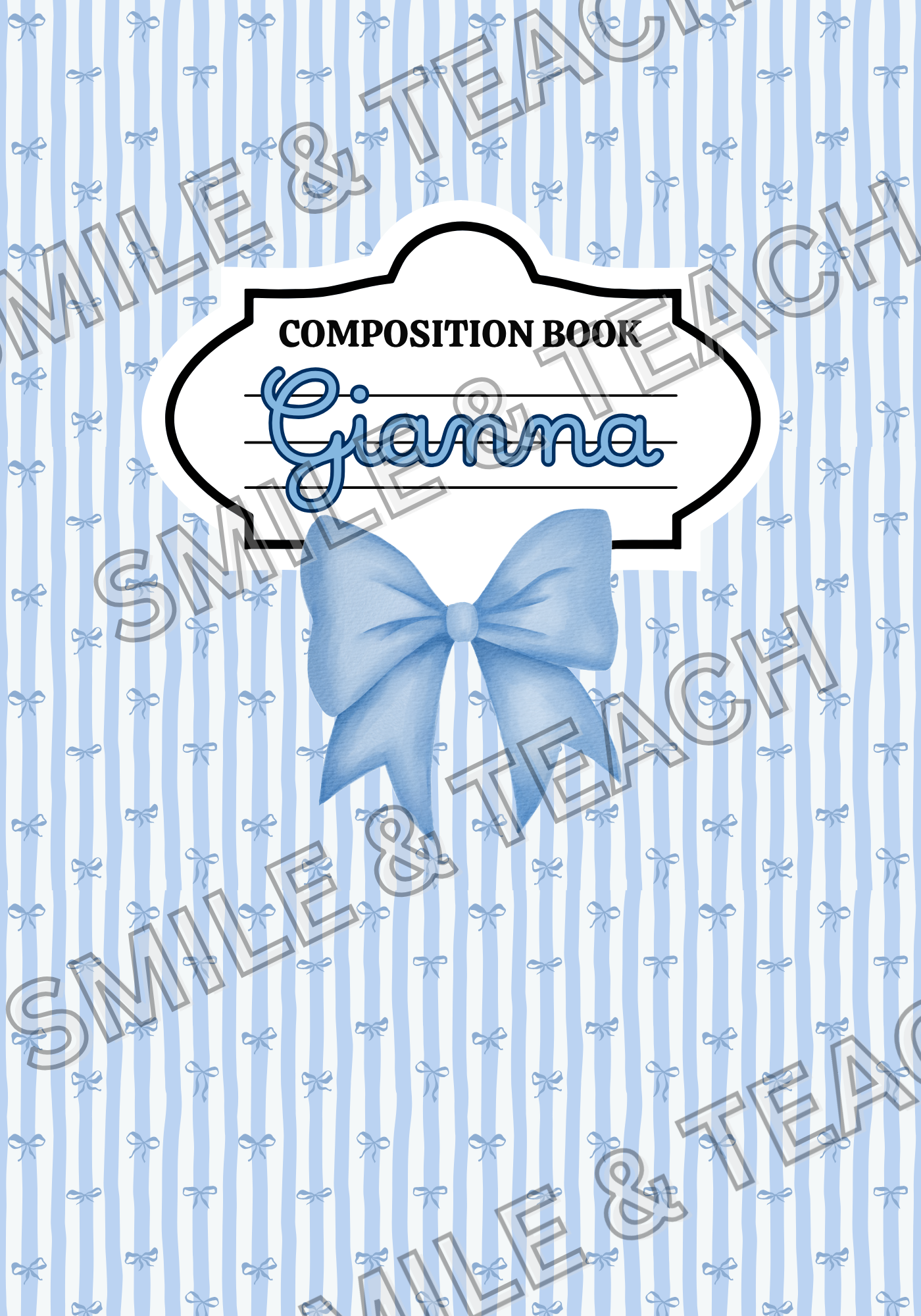 Blue Bow Personalized Composition Notebook