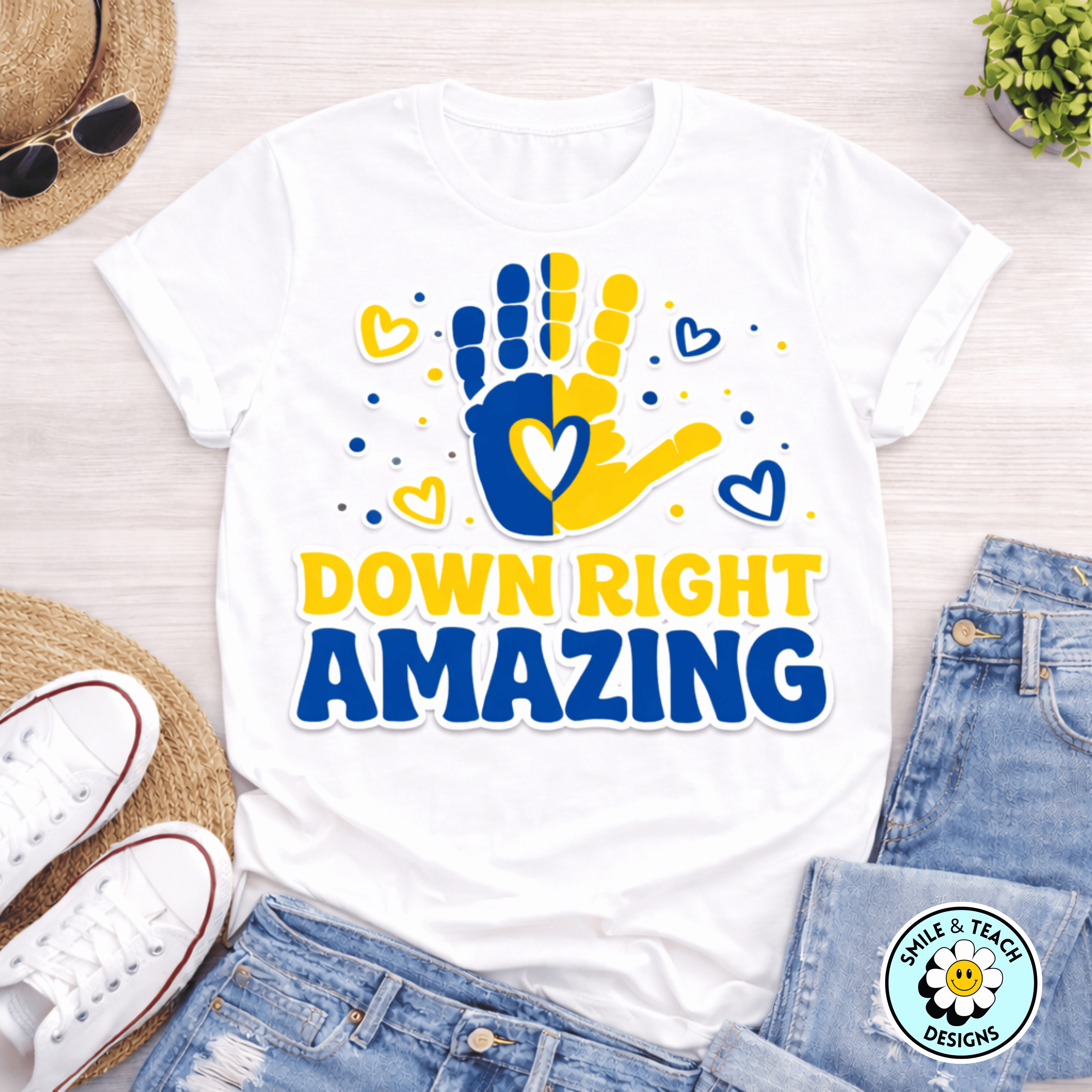 Down Right Amazing Shirt – Down Syndrome Awareness Tee – Blue & Yellow Inclusion Shirt