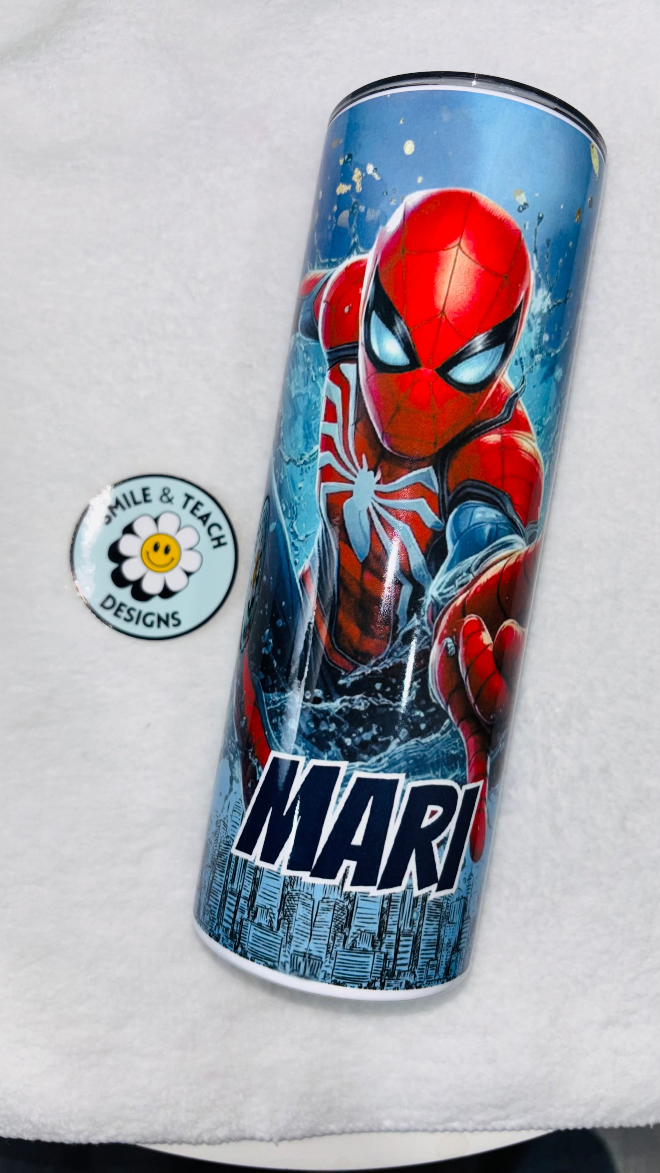 🕷️ Spiderman Superhero-Inspired Personalized Tumbler – 20 oz Skinny