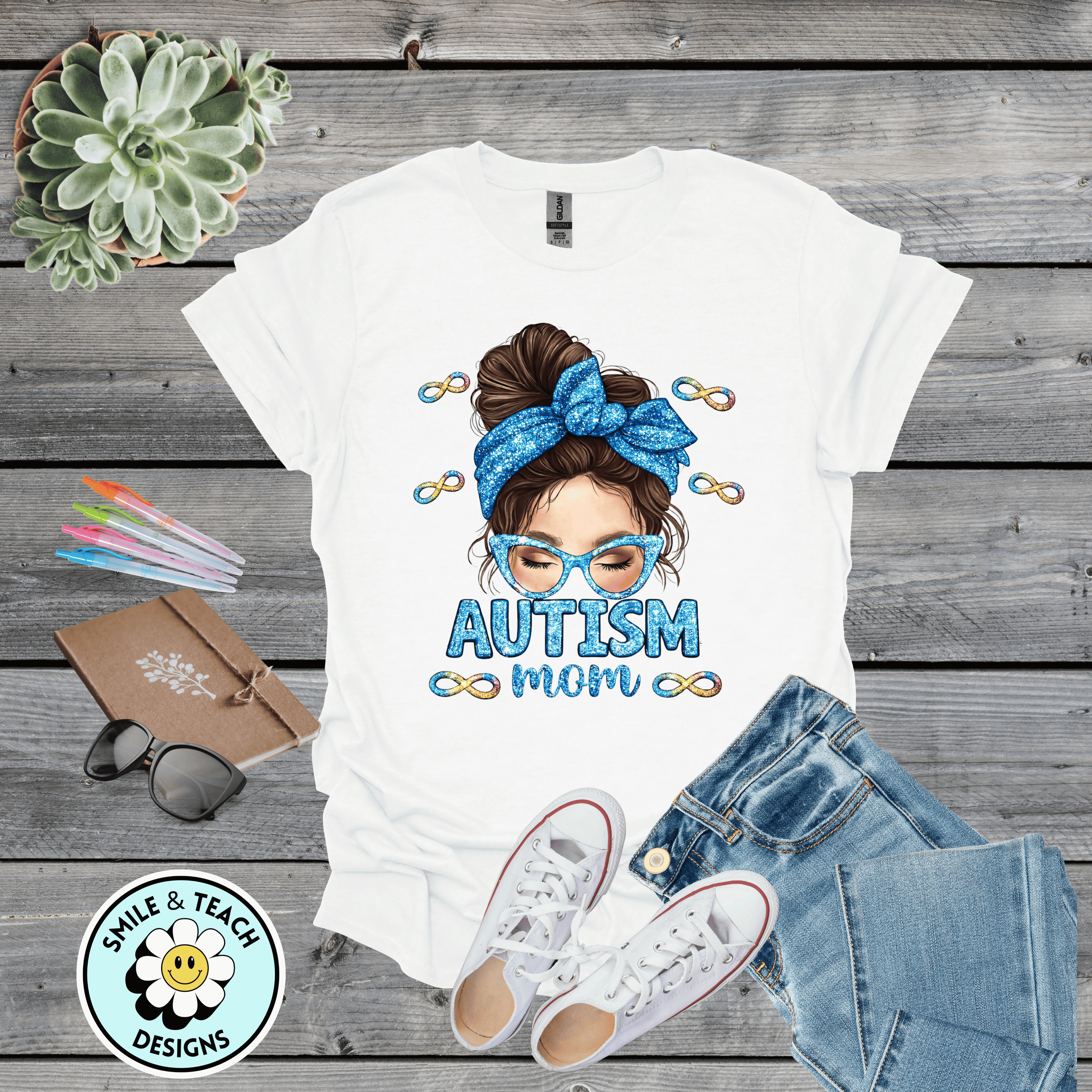 Autism Mom Glitter Bow Shirt | Infinity Symbol Awareness Tee | Inclusive Mom Design