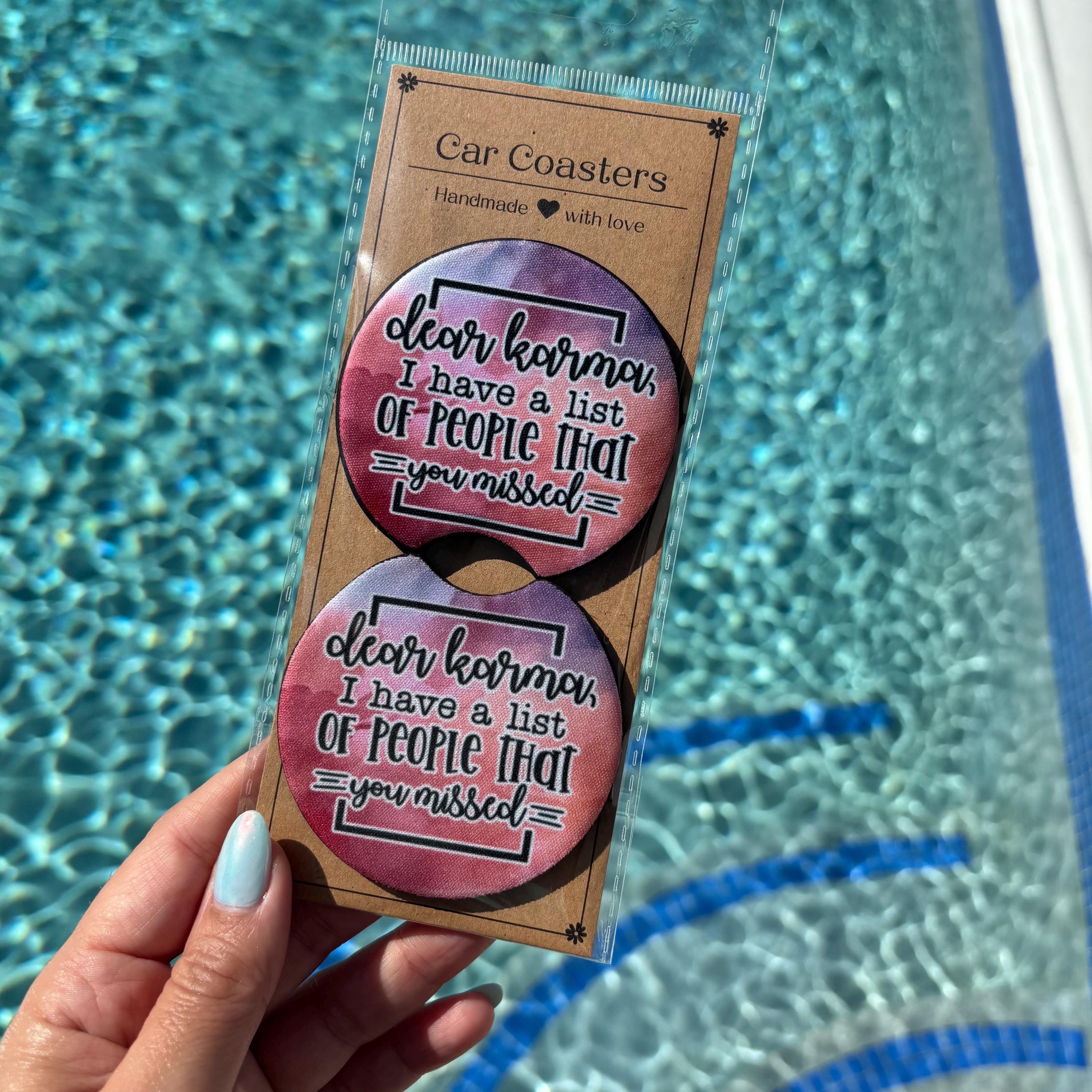 Dear Karma Car Coasters – Funny & Absorbent Cup Holder Inserts