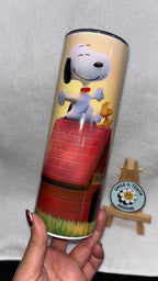 ☀️ Classic Snoopy Cartoon Dog & Bird–Inspired Tumbler – 20 oz Skinny