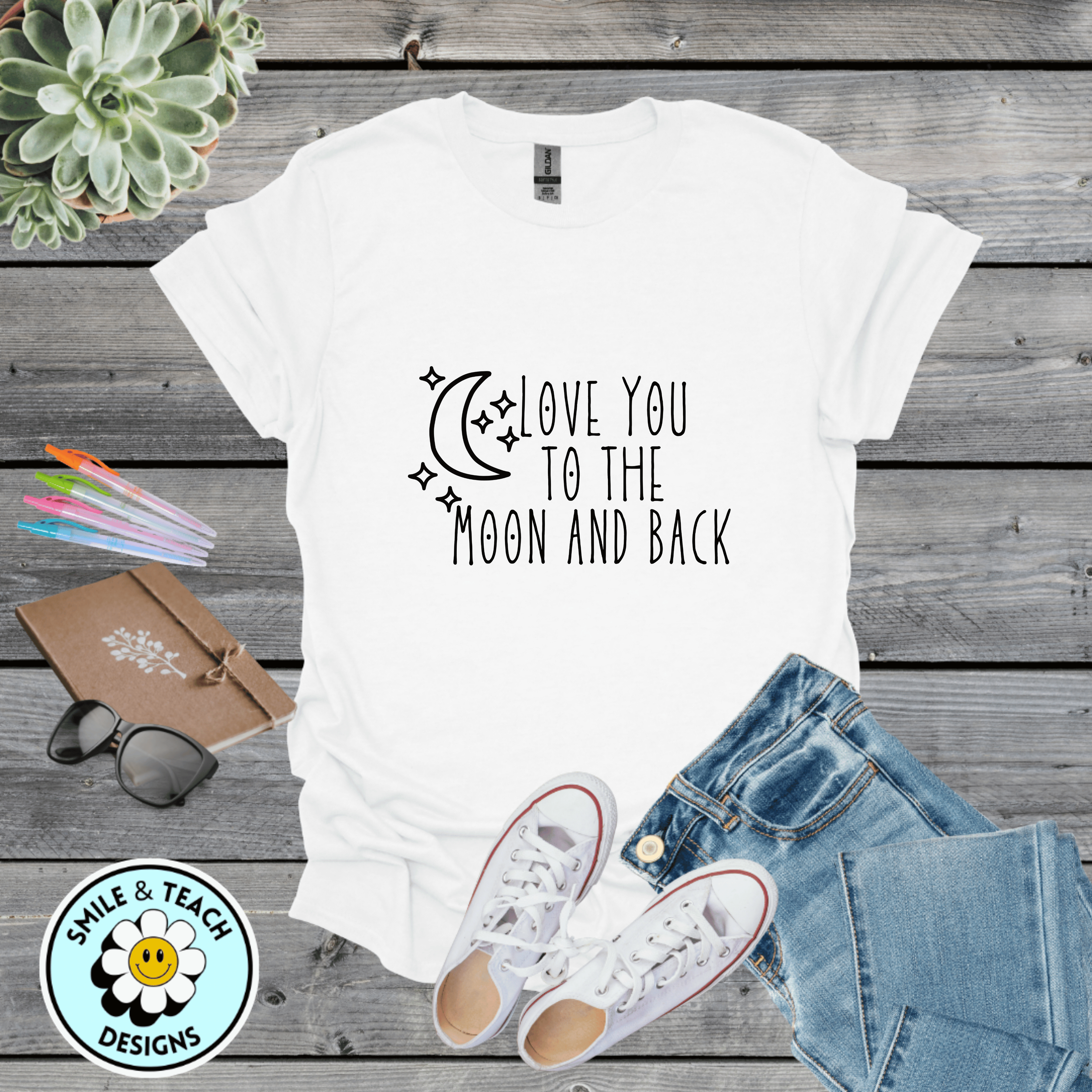 Love You To The Moon And Back Graphic Tee | Cute Mom Shirt | Sweet Family Shirt | Minimalist Love T-Shirt