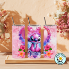 Personalized Pink Alien 20 oz Skinny Insulated Tumbler