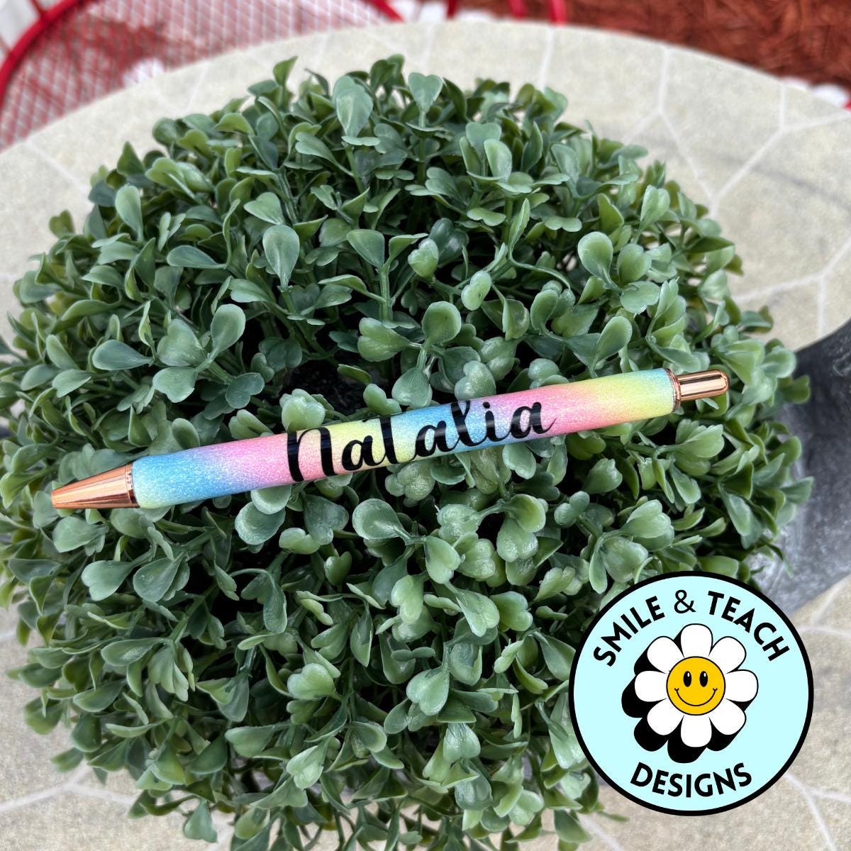 Personalized Rainbow Glitter Pen – Custom Name Teacher Gift