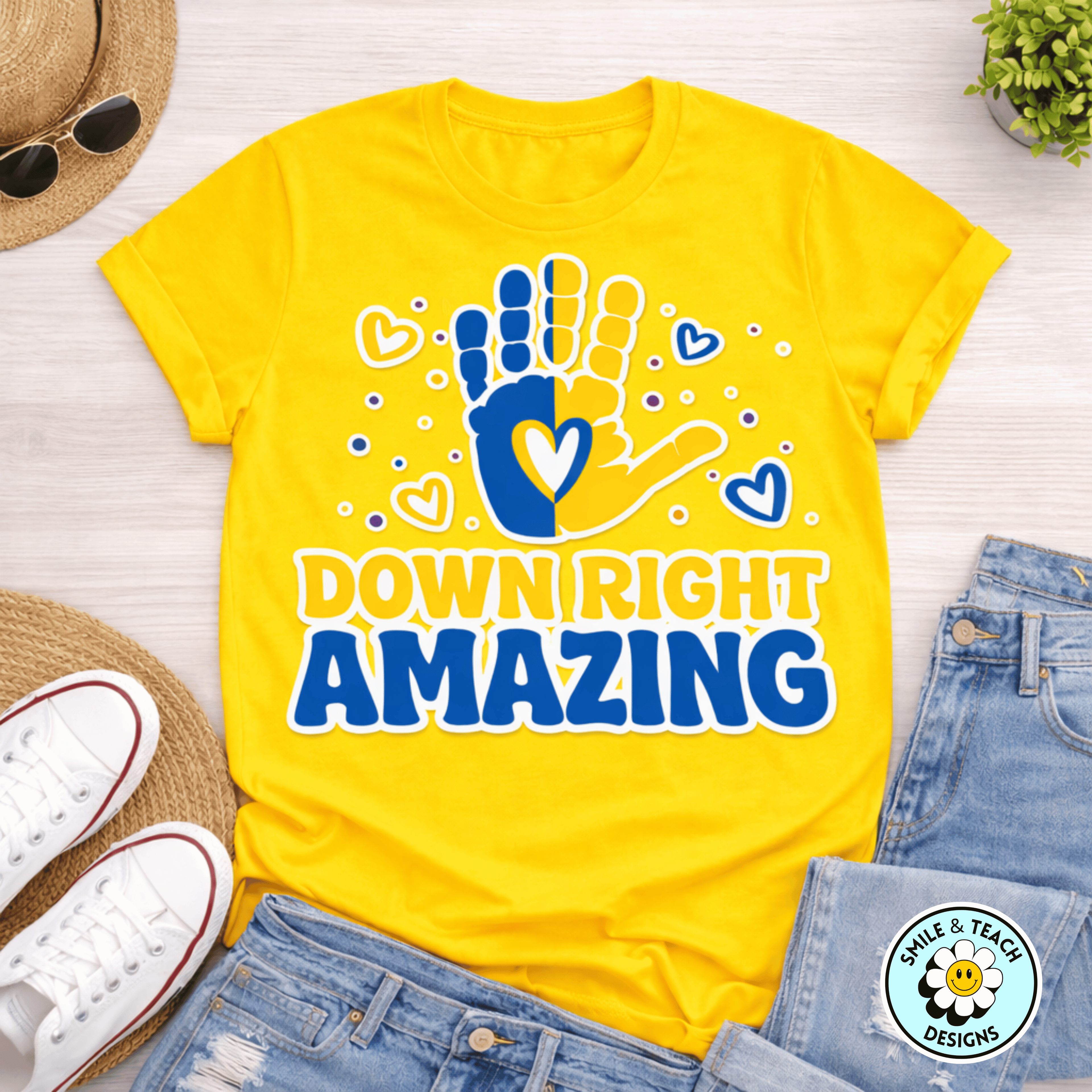 Down Right Amazing Shirt – Down Syndrome Awareness Tee – Blue & Yellow Inclusion Shirt