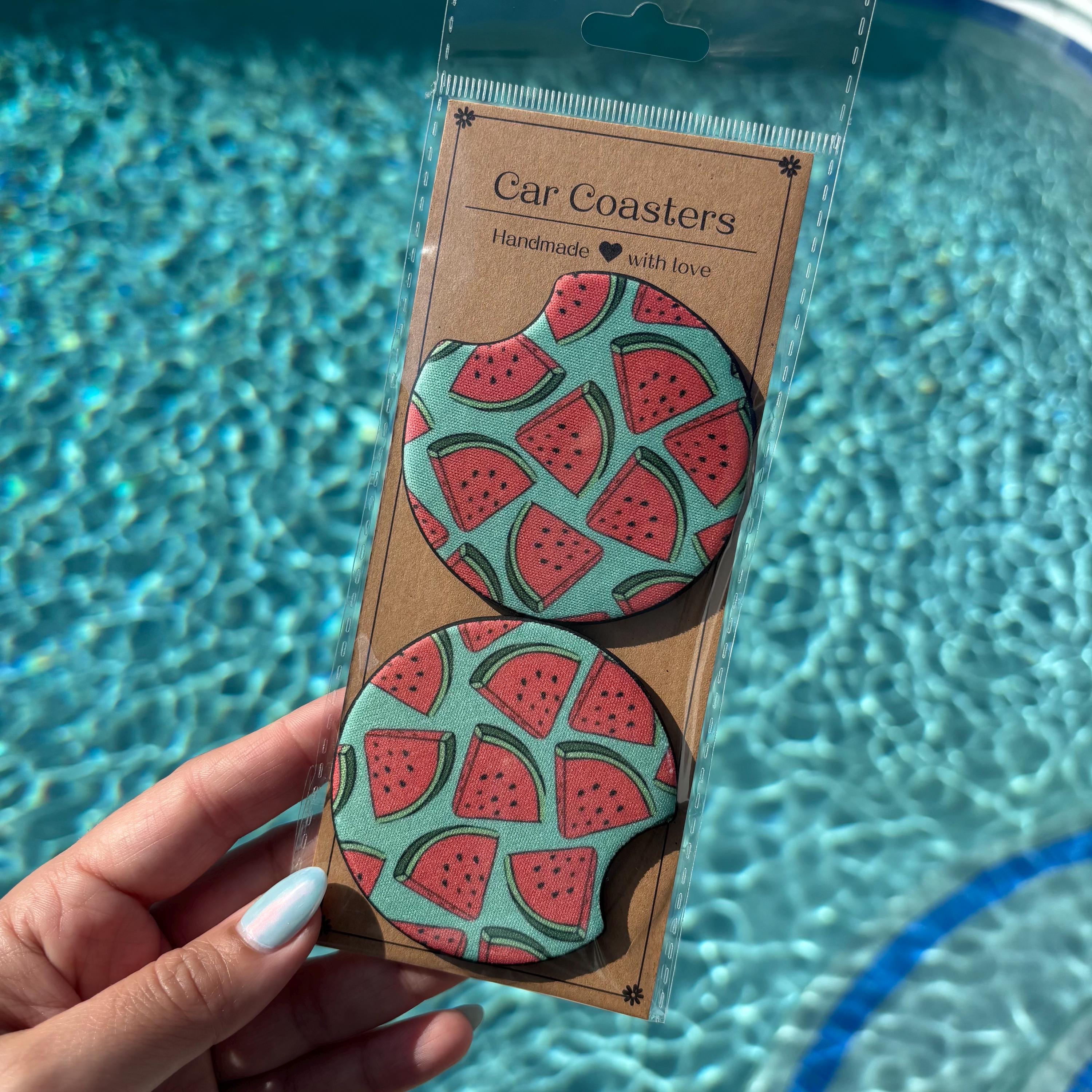 Watermelon Car Coasters – Fun & Absorbent Cup Holder Inserts for Summer Vibes