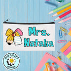 Personalized Teacher Pencil & Bow Zipper Pouch – Cute & Practical Gift