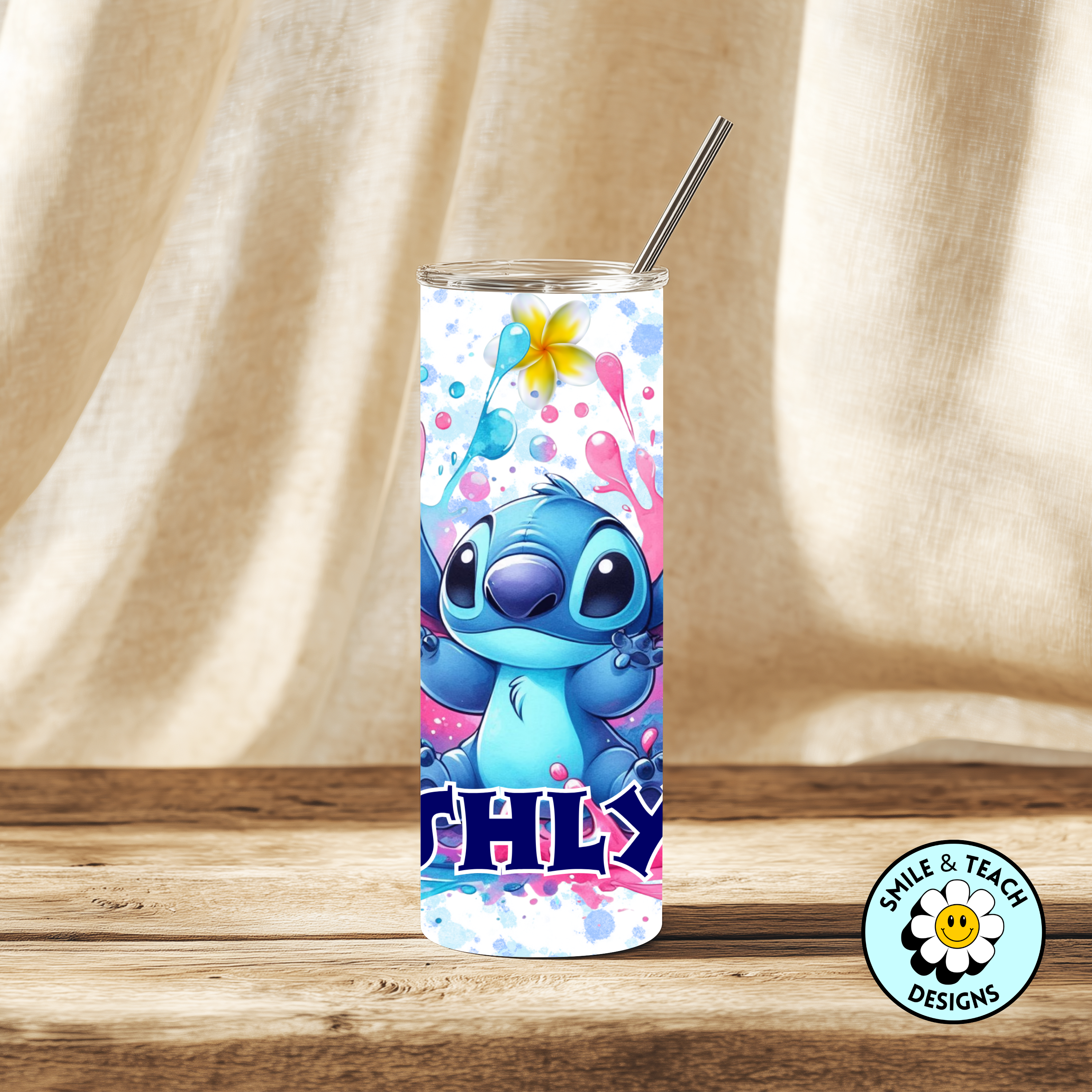 🌺💙 Blue Island Alien Personalized Skinny Tumbler – 20 oz