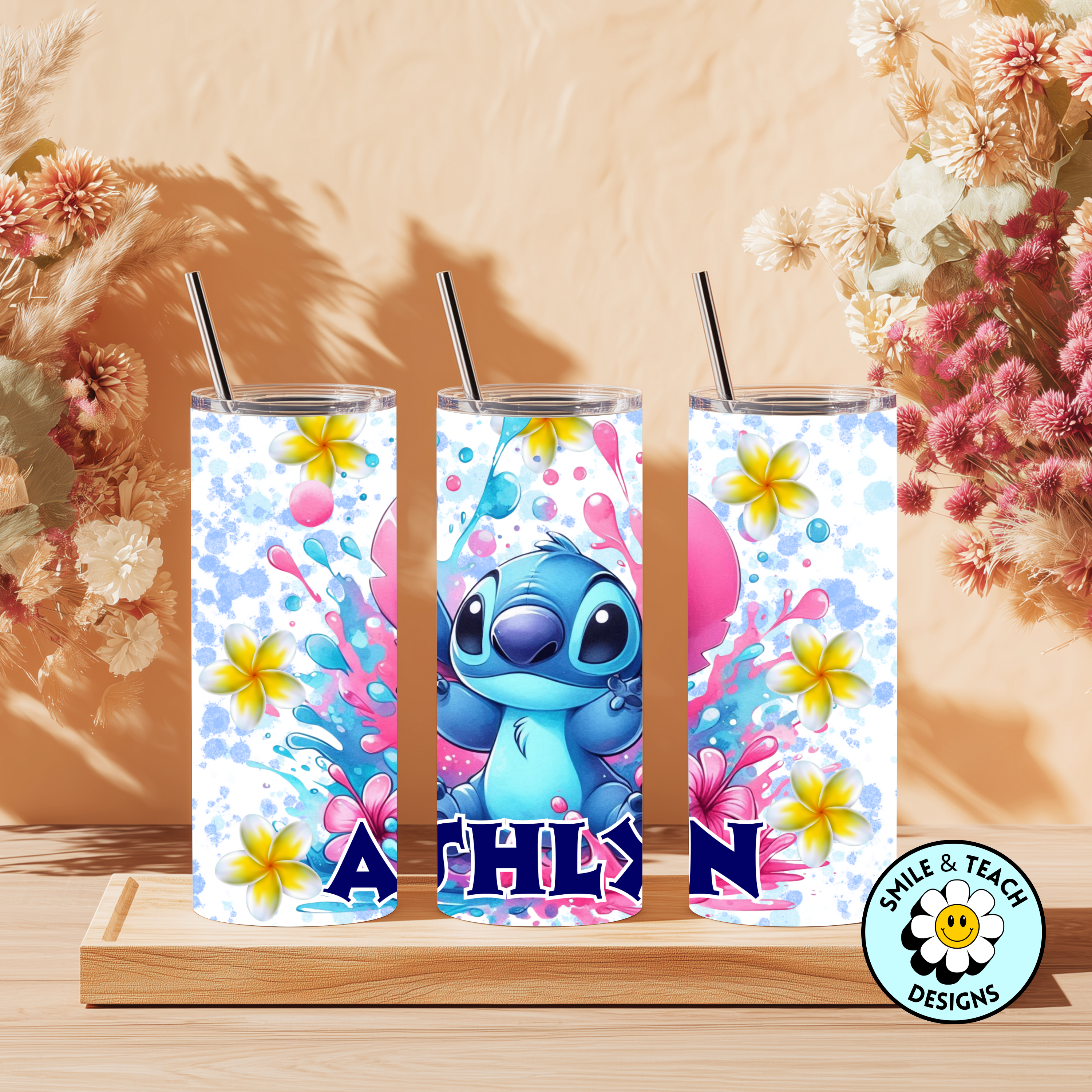 🌺💙 Blue Island Alien Personalized Skinny Tumbler – 20 oz