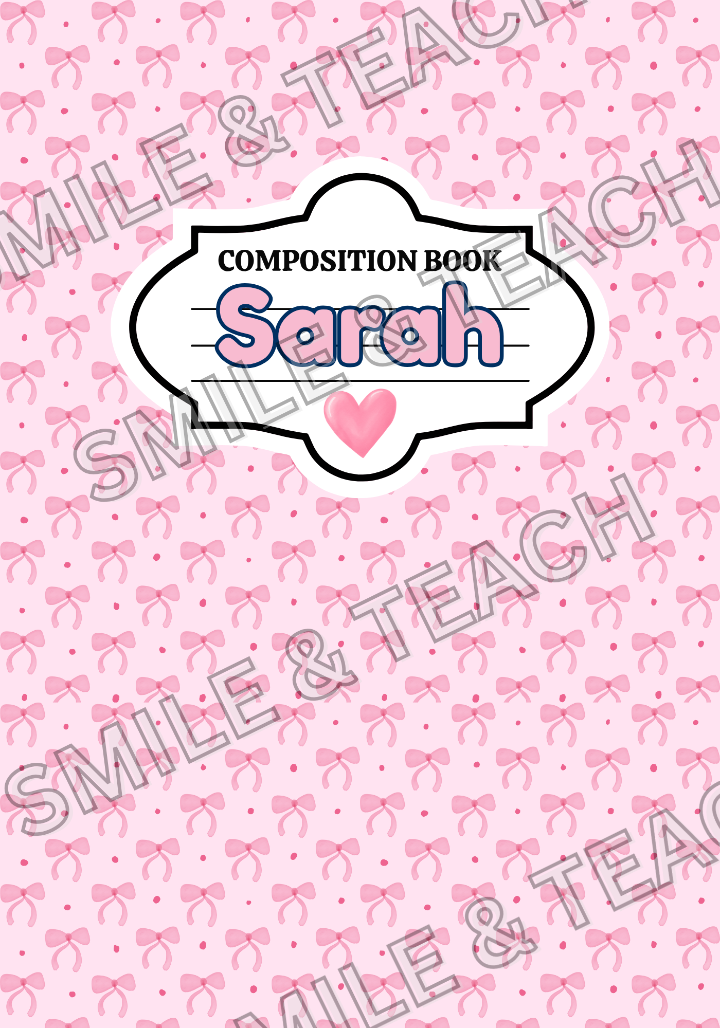 Pink Bow 1 Personalized Composition Notebook