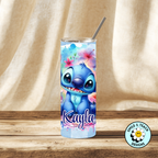🌺 Personalized Blue Alien Tumbler | 20oz Skinny Stainless Steel Cup