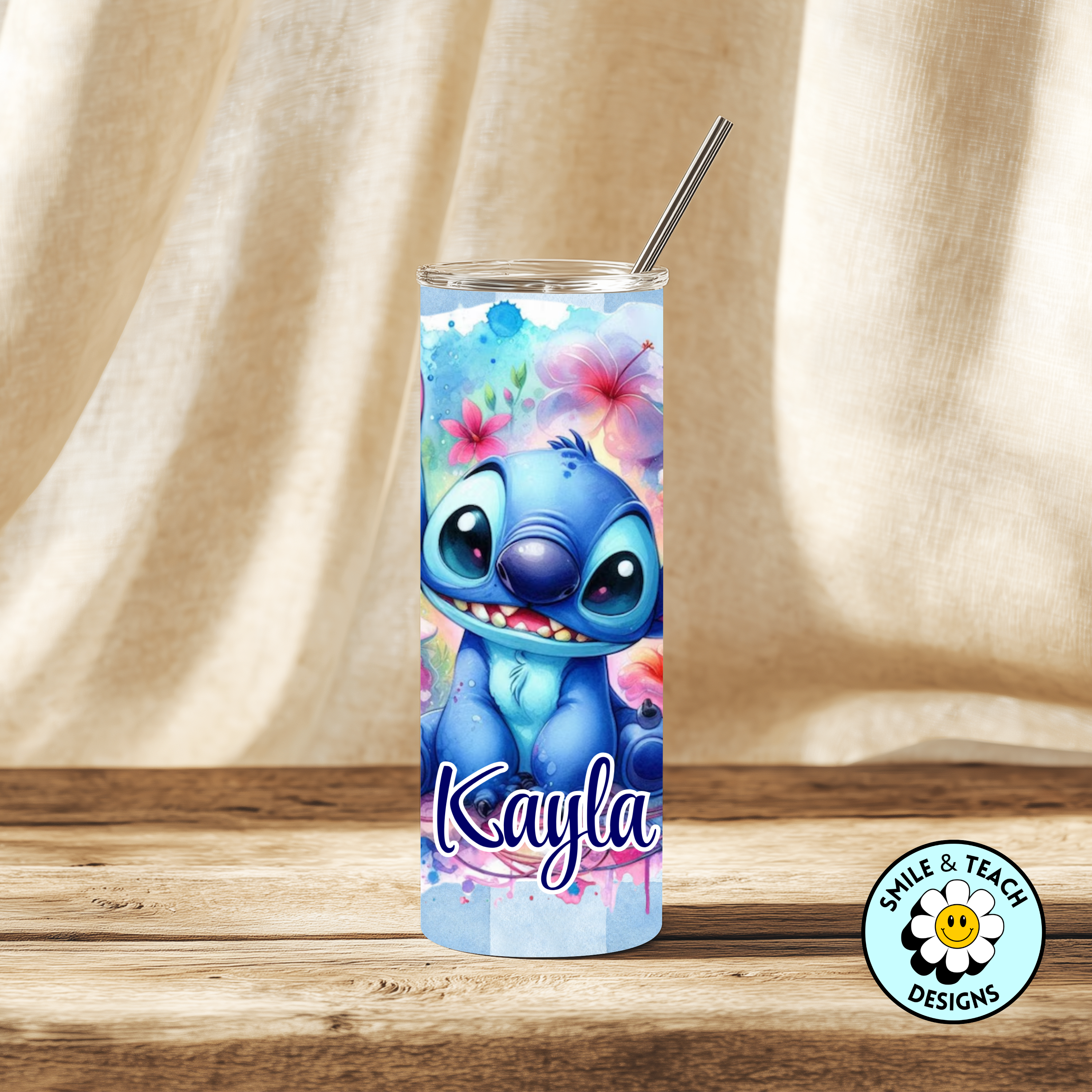 🌺 Personalized Blue Alien Tumbler | 20oz Skinny Stainless Steel Cup