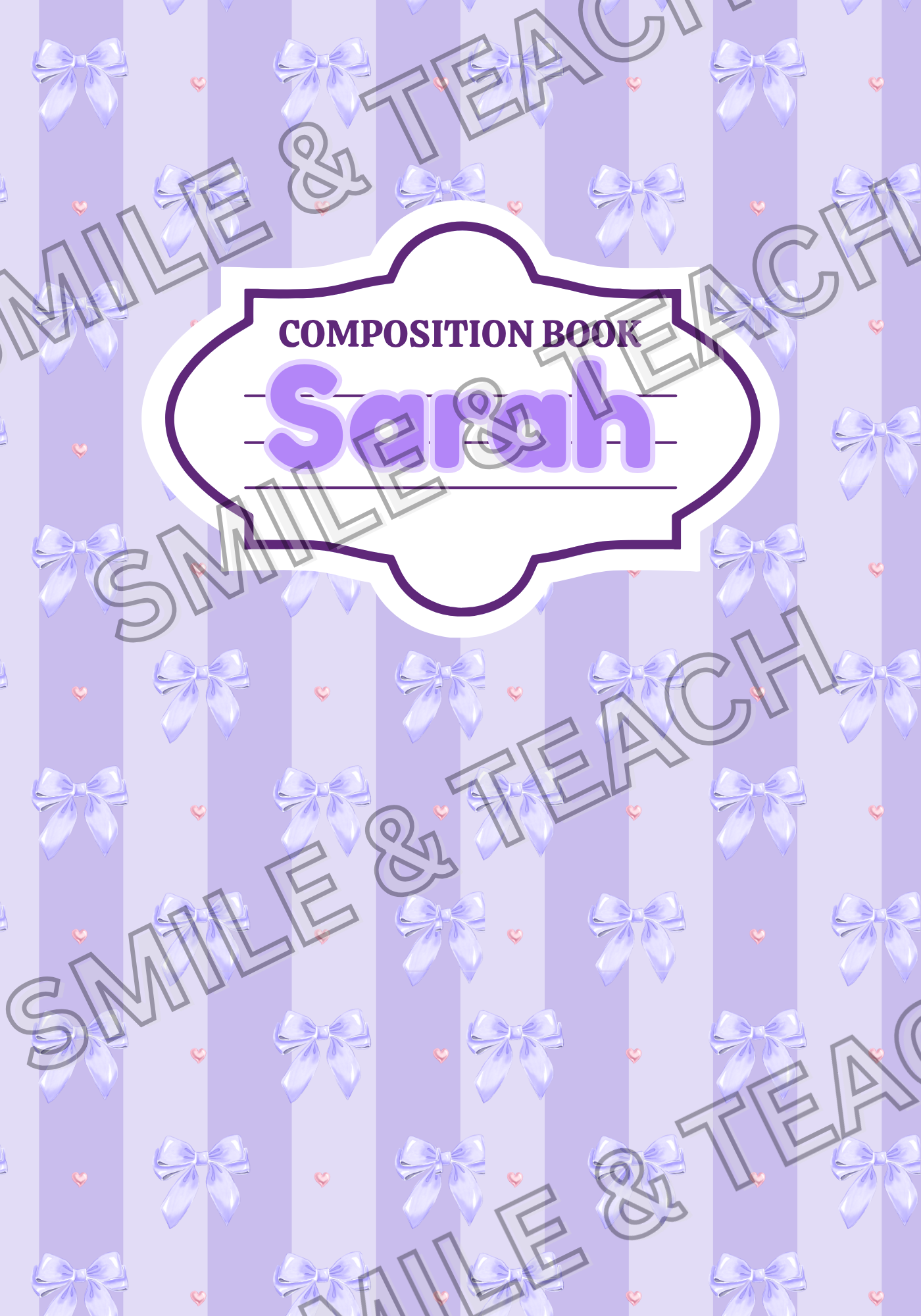 Purple Bow Personalized Composition Notebook