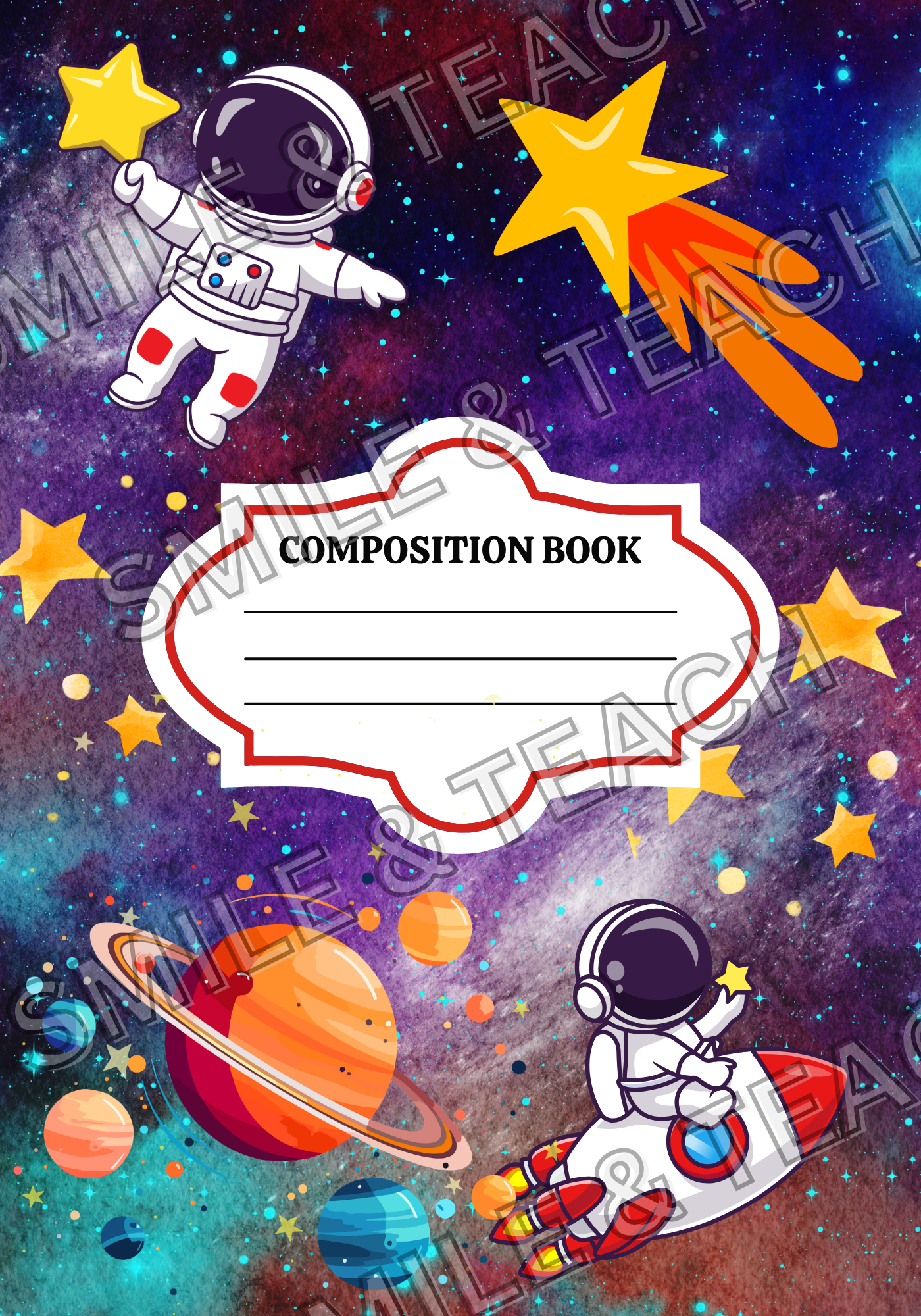 Space Personalized Composition Notebook