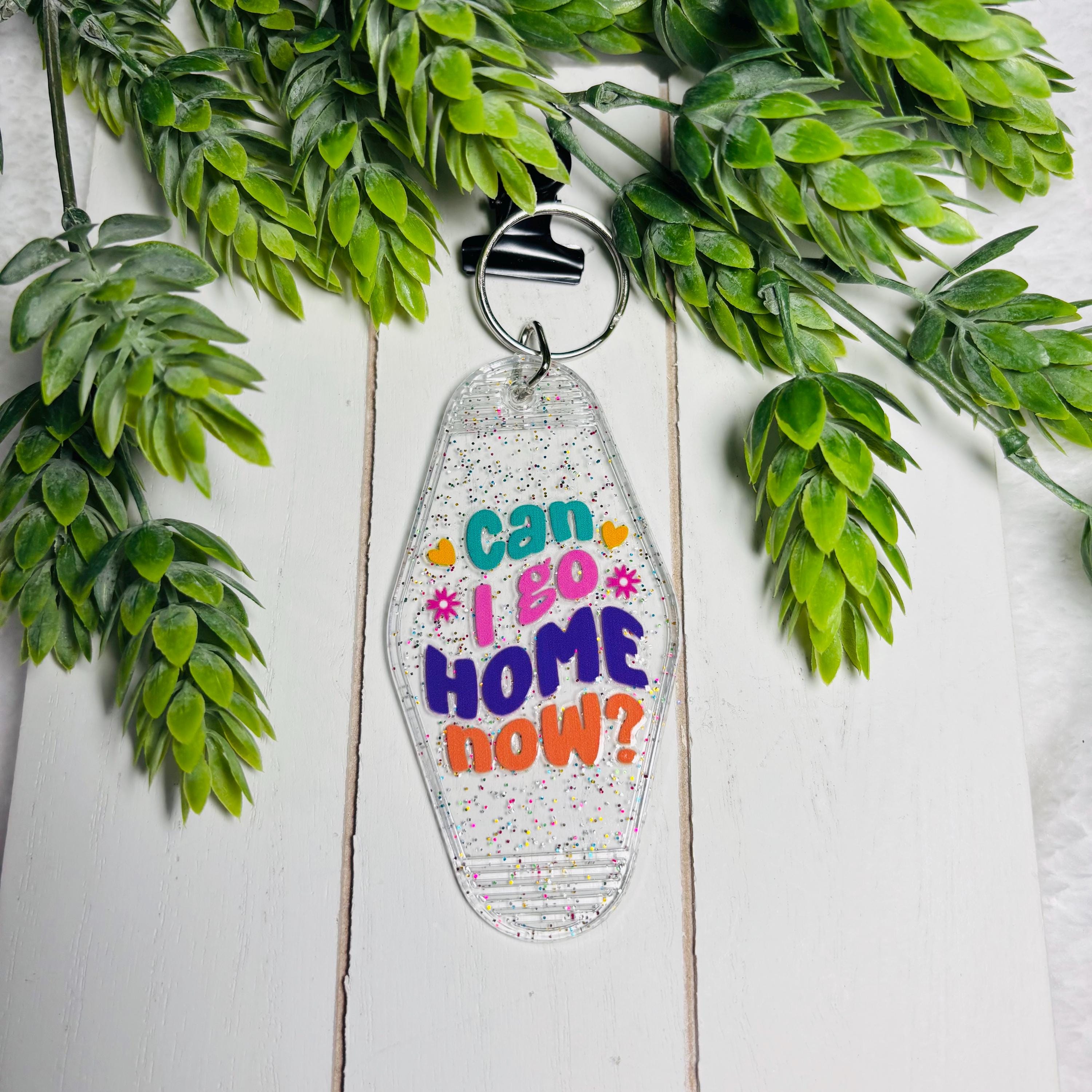 Powered by Iced Coffee Motel Keychain – Retro Glitter Acrylic Keychain