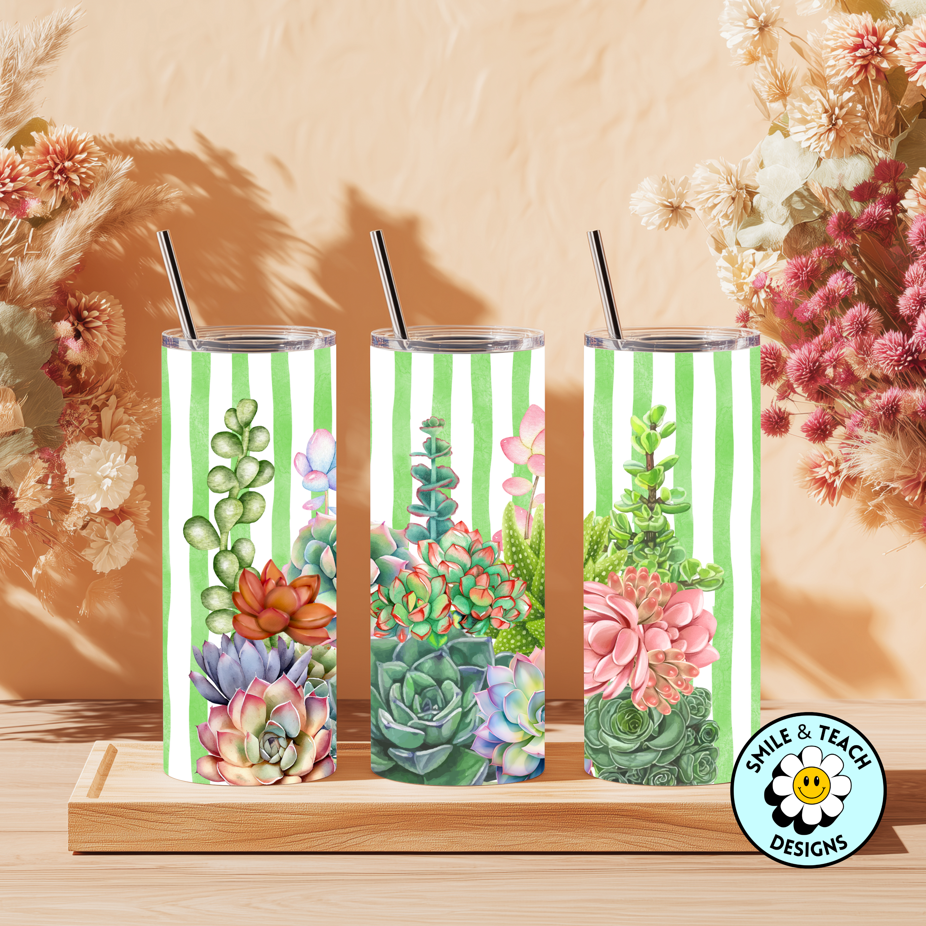 🌵 Succulent Garden Skinny Tumbler | 20 oz Stainless Steel