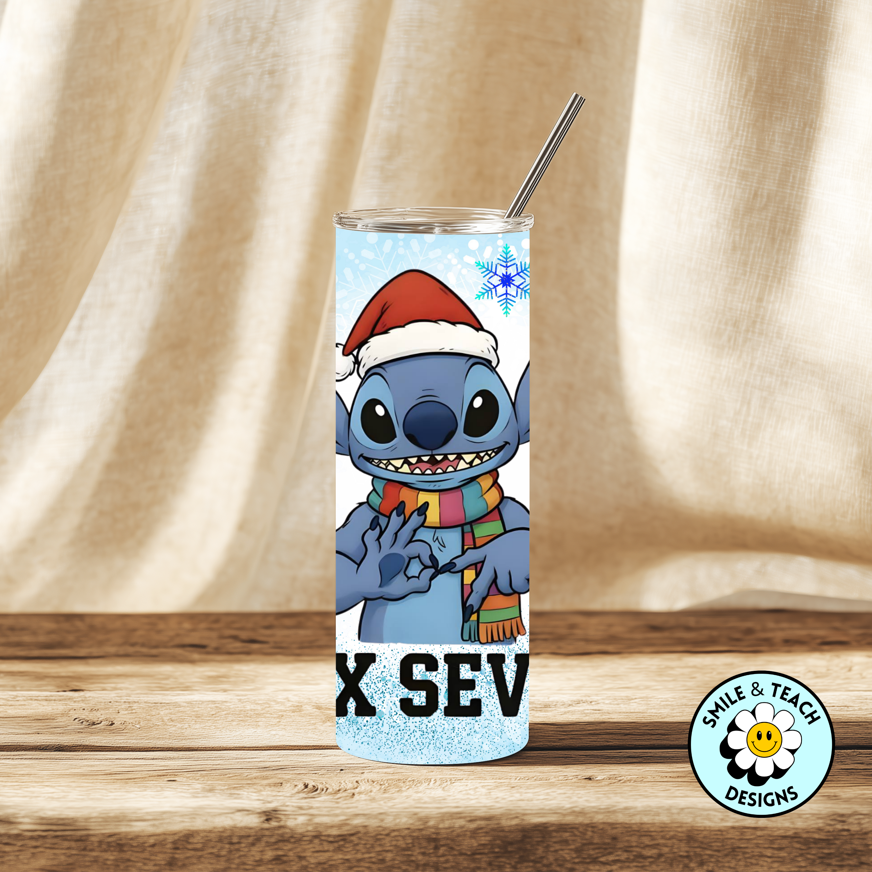 ❄️🎅 Blue Holiday Alien-Inspired Skinny Tumbler – 20 oz