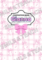 Pink Bow Personalized Composition Notebook