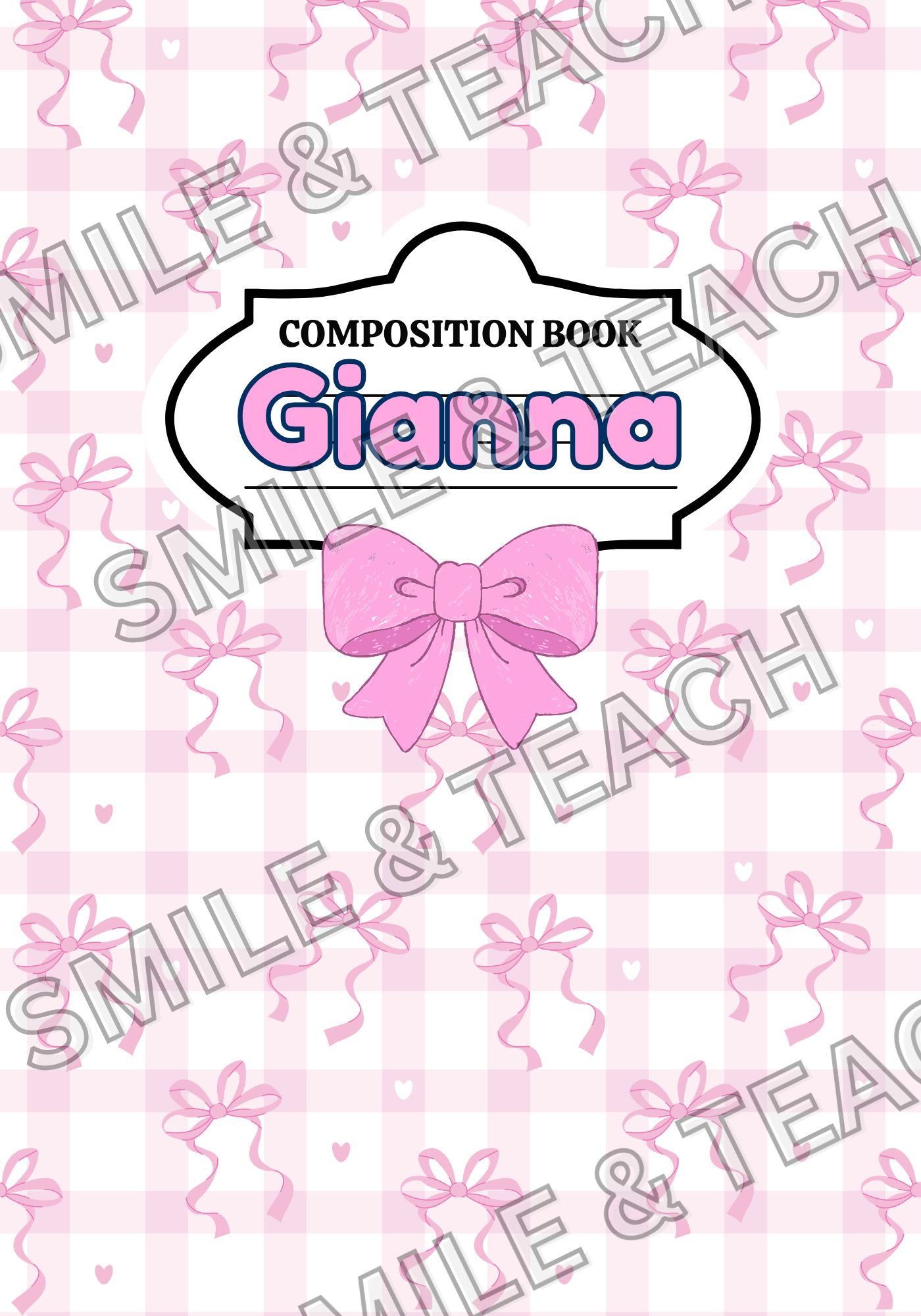 Pink Bow Personalized Composition Notebook