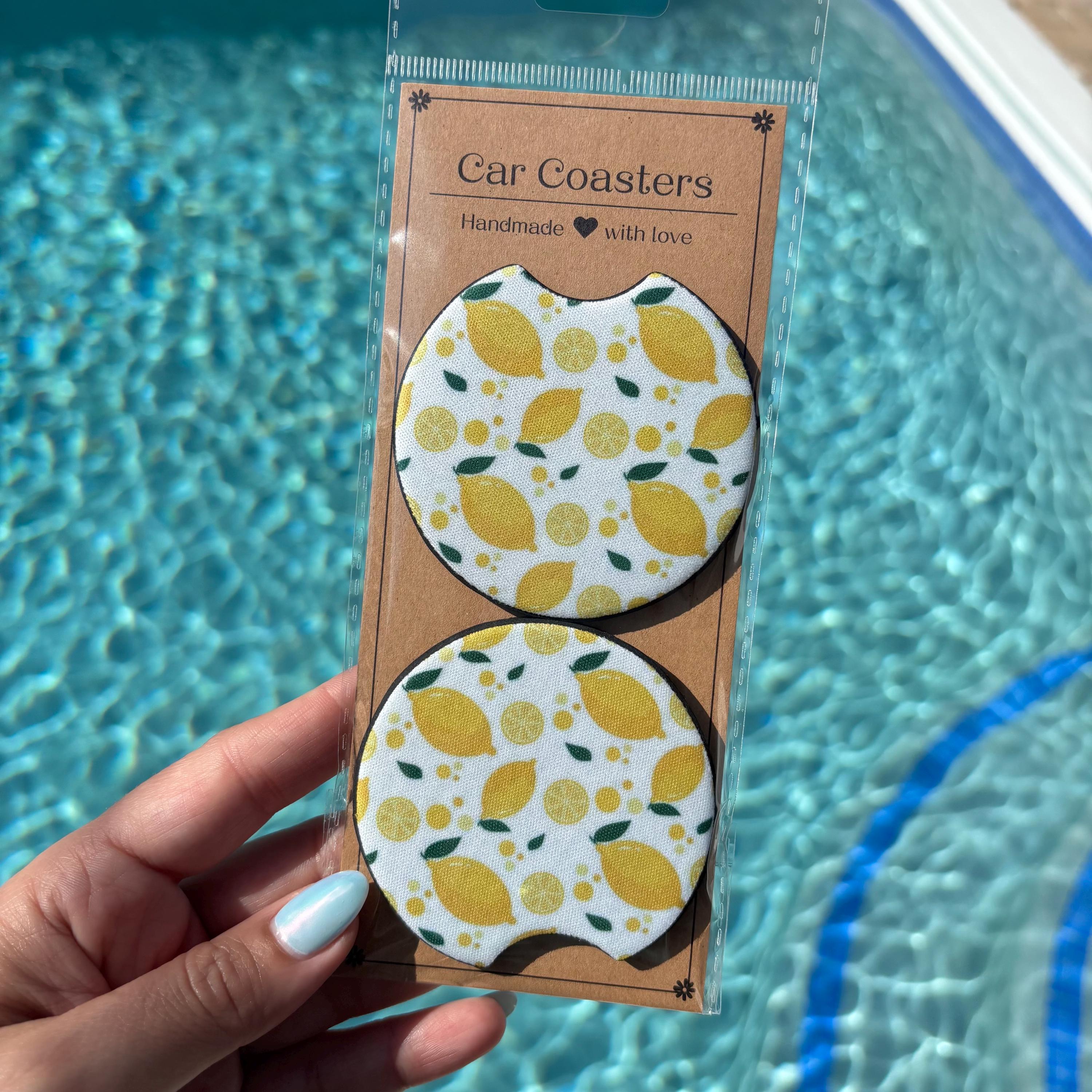 Lemon Car Coasters – Fresh & Absorbent Cup Holder Inserts for a Zesty Ride