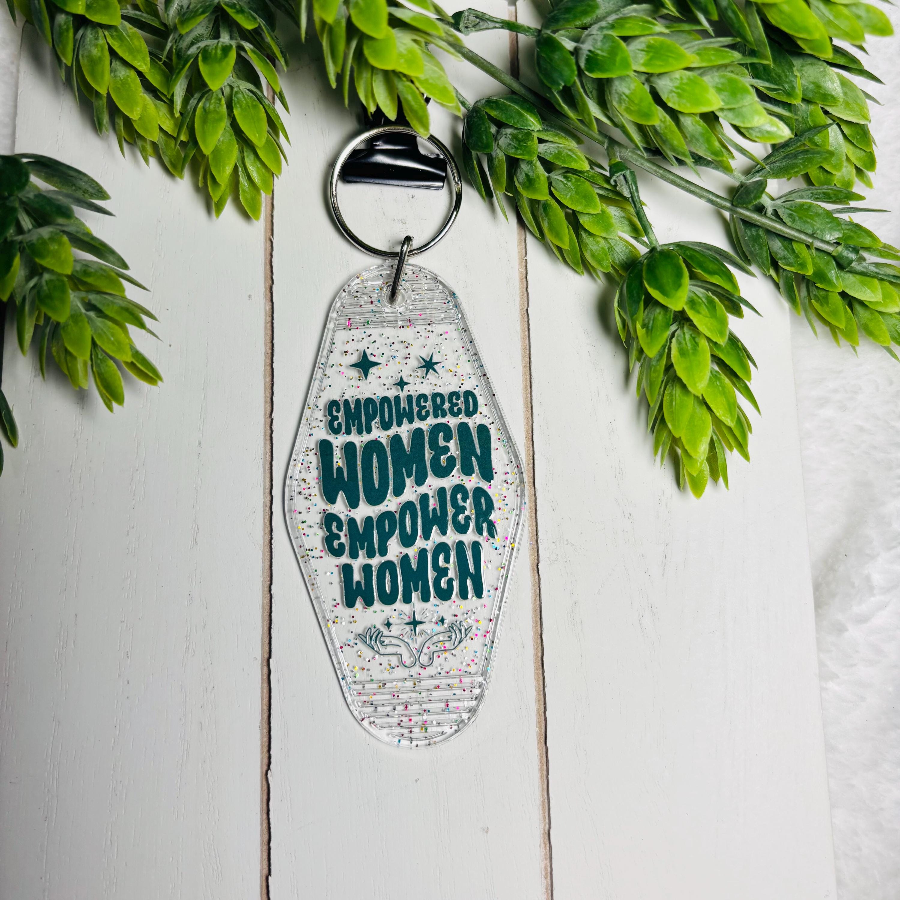 Empowered Women Empower Women Motel Keychain – Glitter Retro Acrylic Key Tag