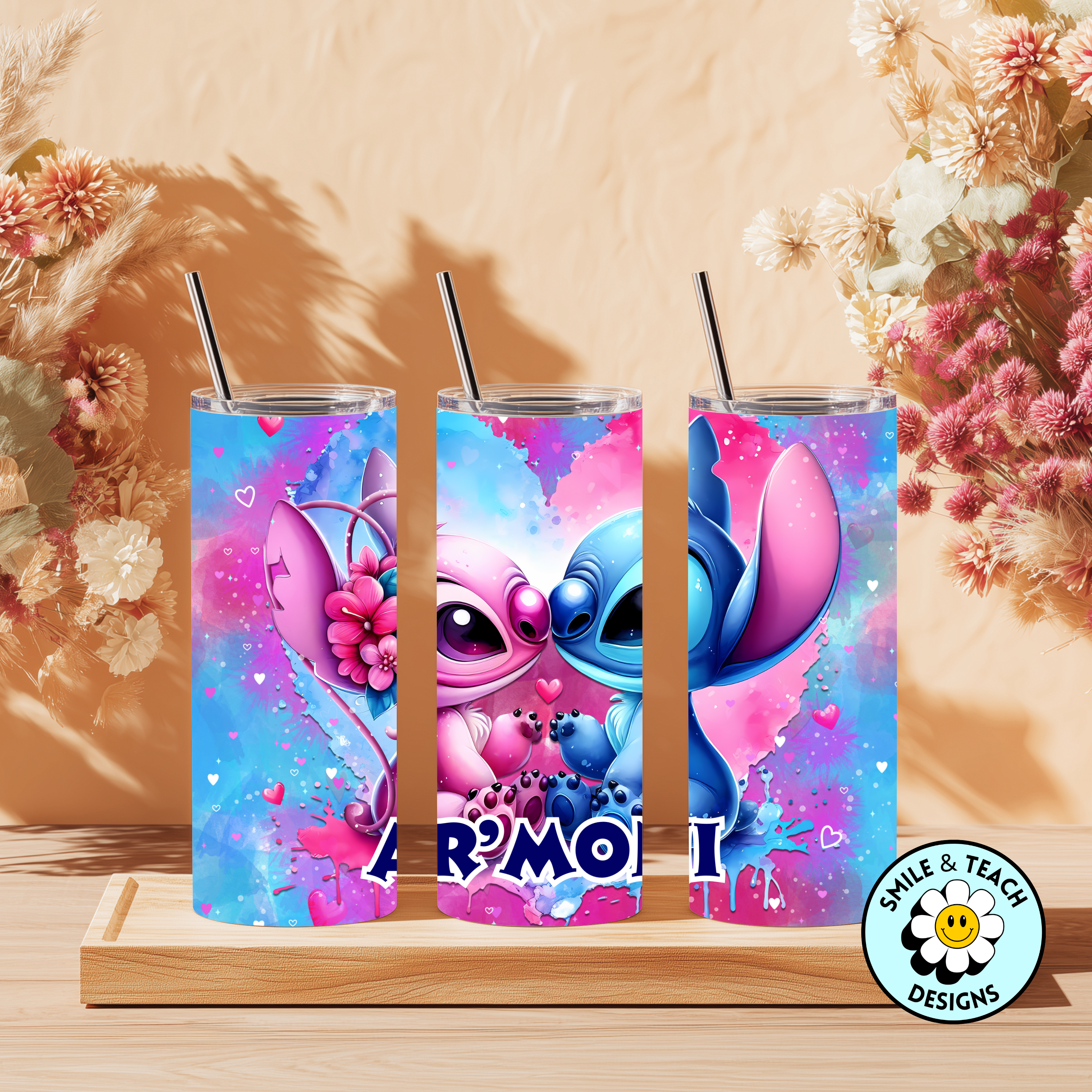 💖 Love Alien Couple Skinny Tumbler | 20 oz Personalized Stainless Steel