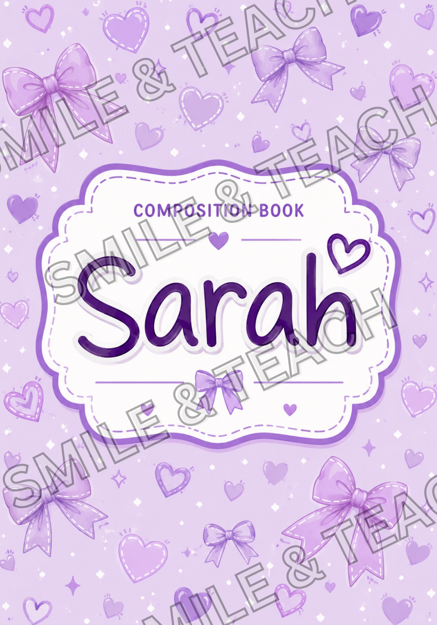 Purple Bow 1 Personalized Composition Notebook