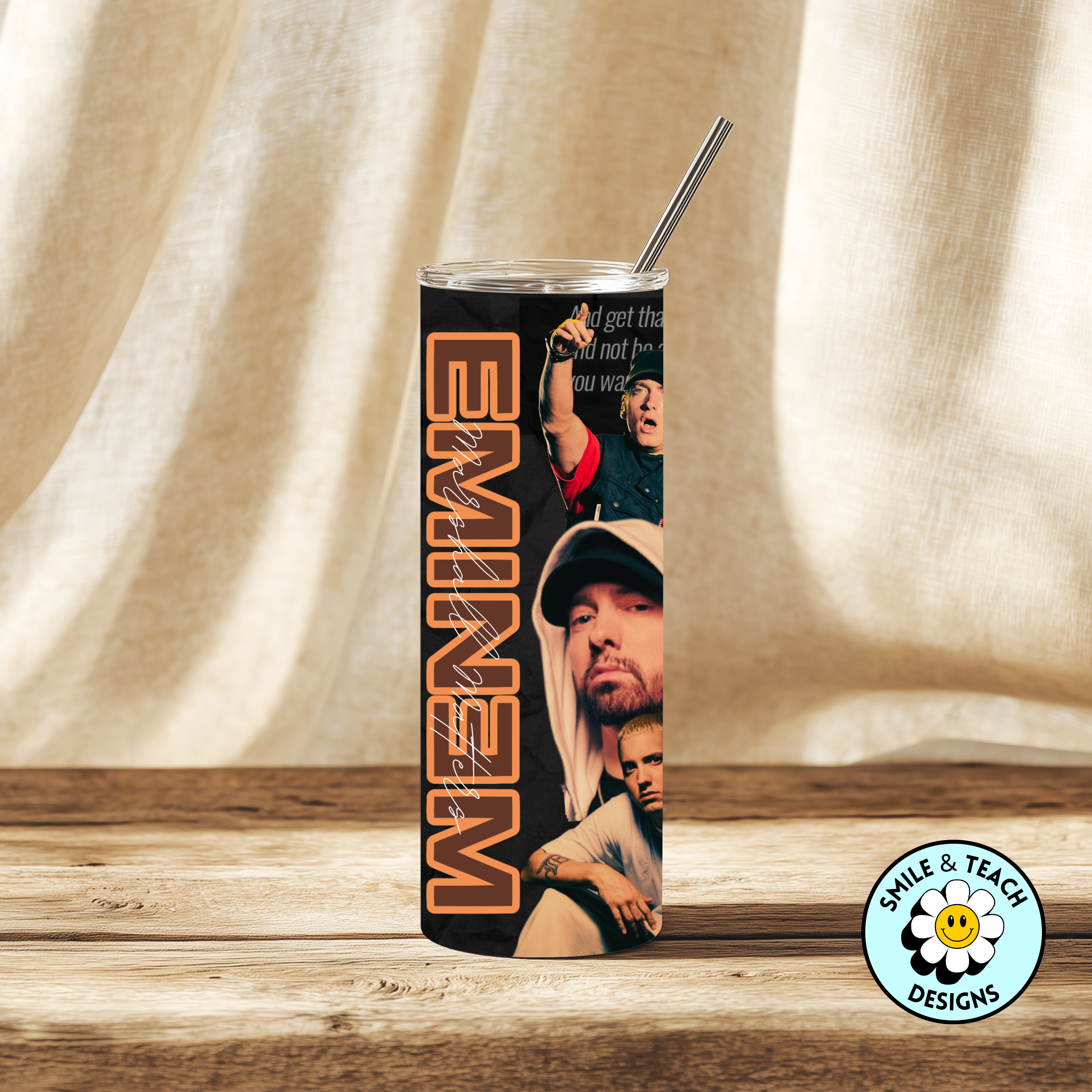 🎤 Eminem Inspired Skinny Tumbler | 20 oz Stainless Steel Rap Fan Cup