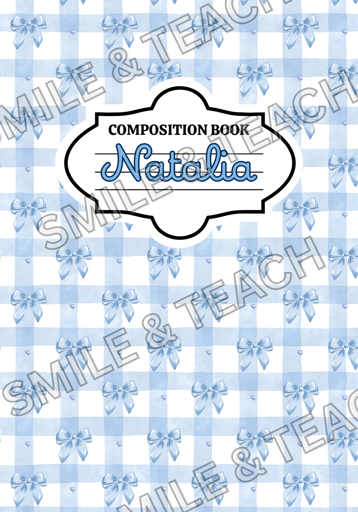 Blue Bow 1 Personalized Composition Notebook
