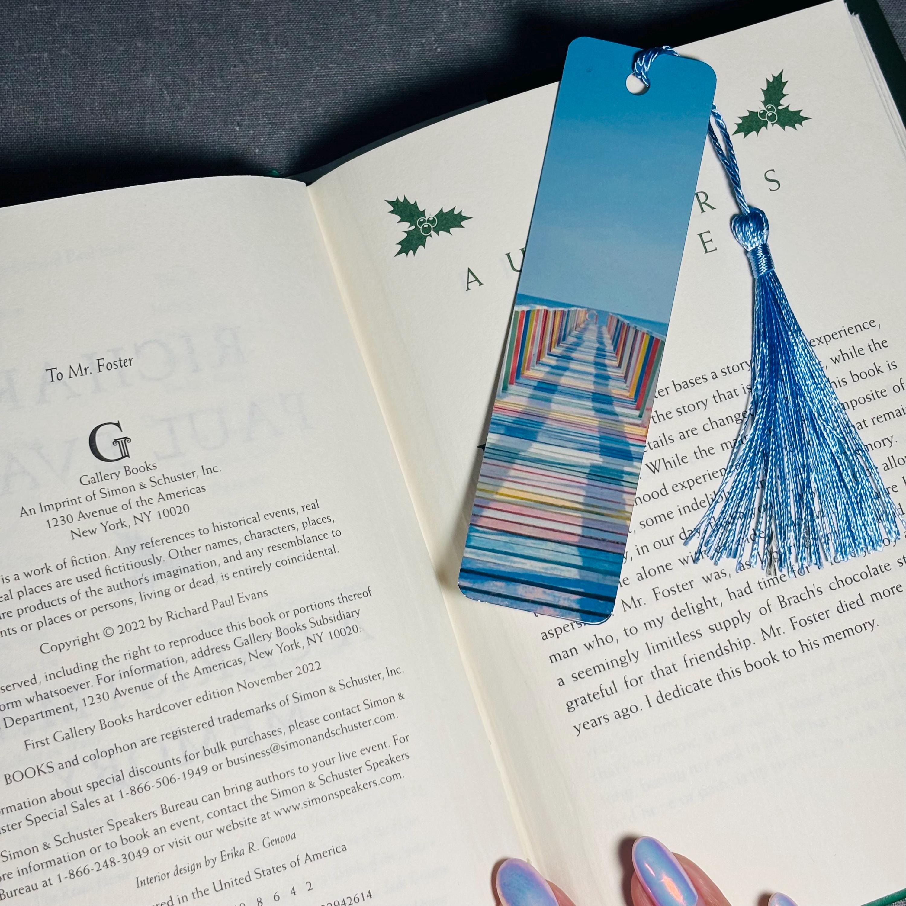 Abstract Sky & Stripes Bookmark with Tassel – Artistic & Durable Aluminum Page Holder