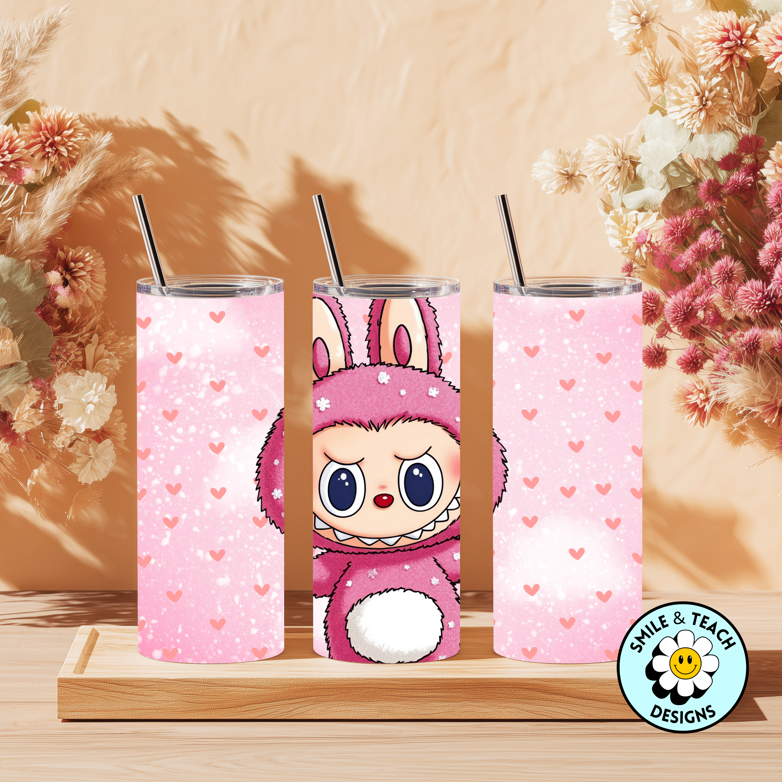 Pink Character Skinny Tumbler | 20 oz Stainless Steel Cute Drink Cup