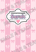 Pink Bow 2 Personalized Composition Notebook